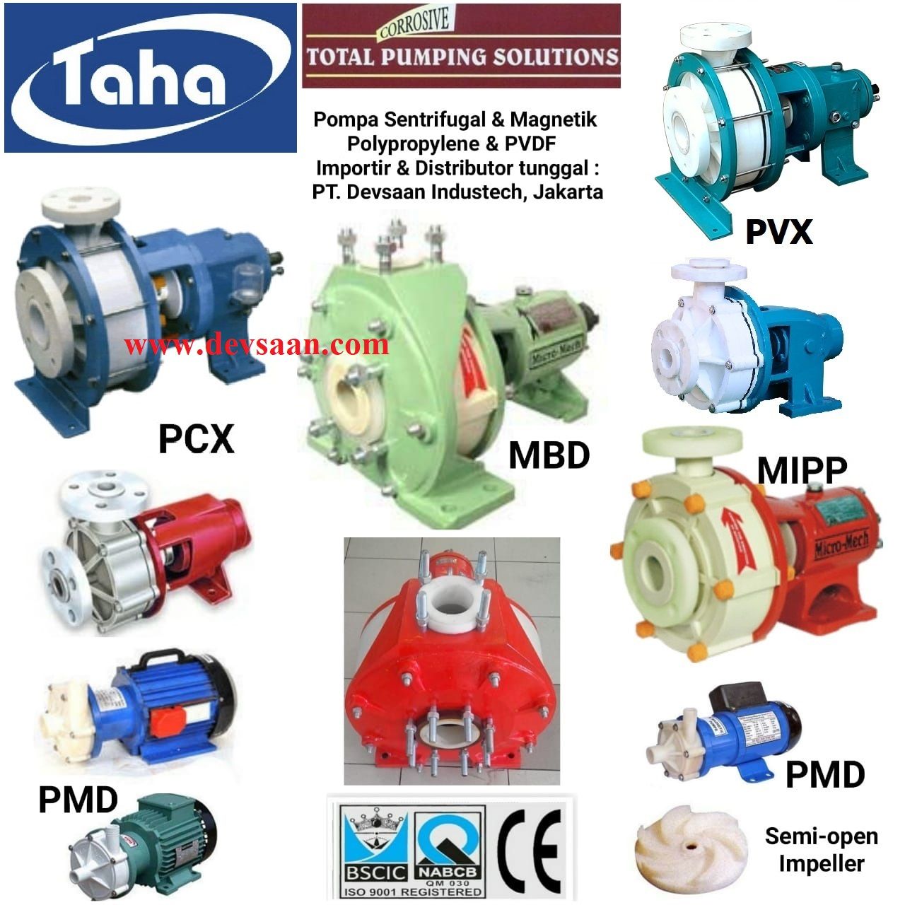 PVDF Magnetic Drive Pump PMD-170 1 Phase Pompa Magnetik