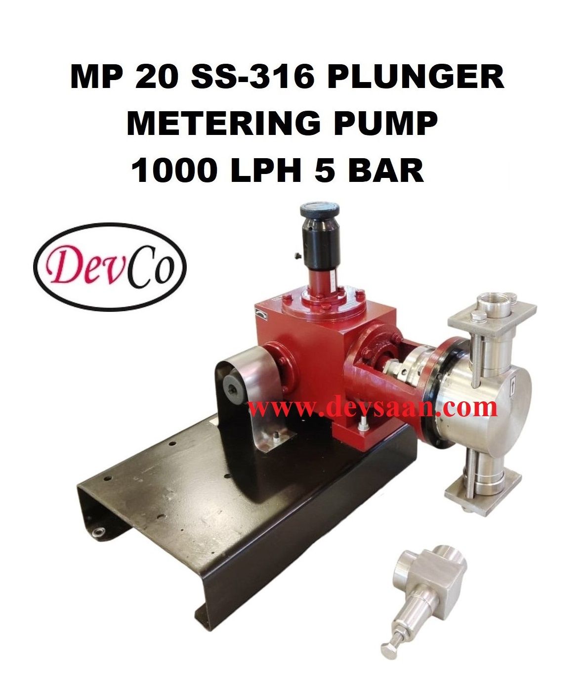 Pompa Dosing MP210005 SS-316 Plunger Metering Pump 1000 LPH 5 Bar