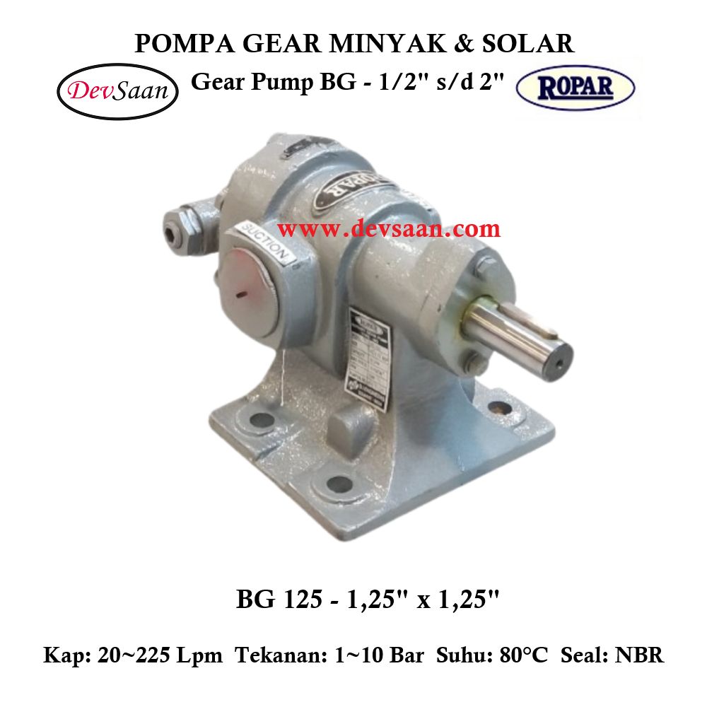 Gear Pump Helikal BG 125 Pompa Roda Gigi