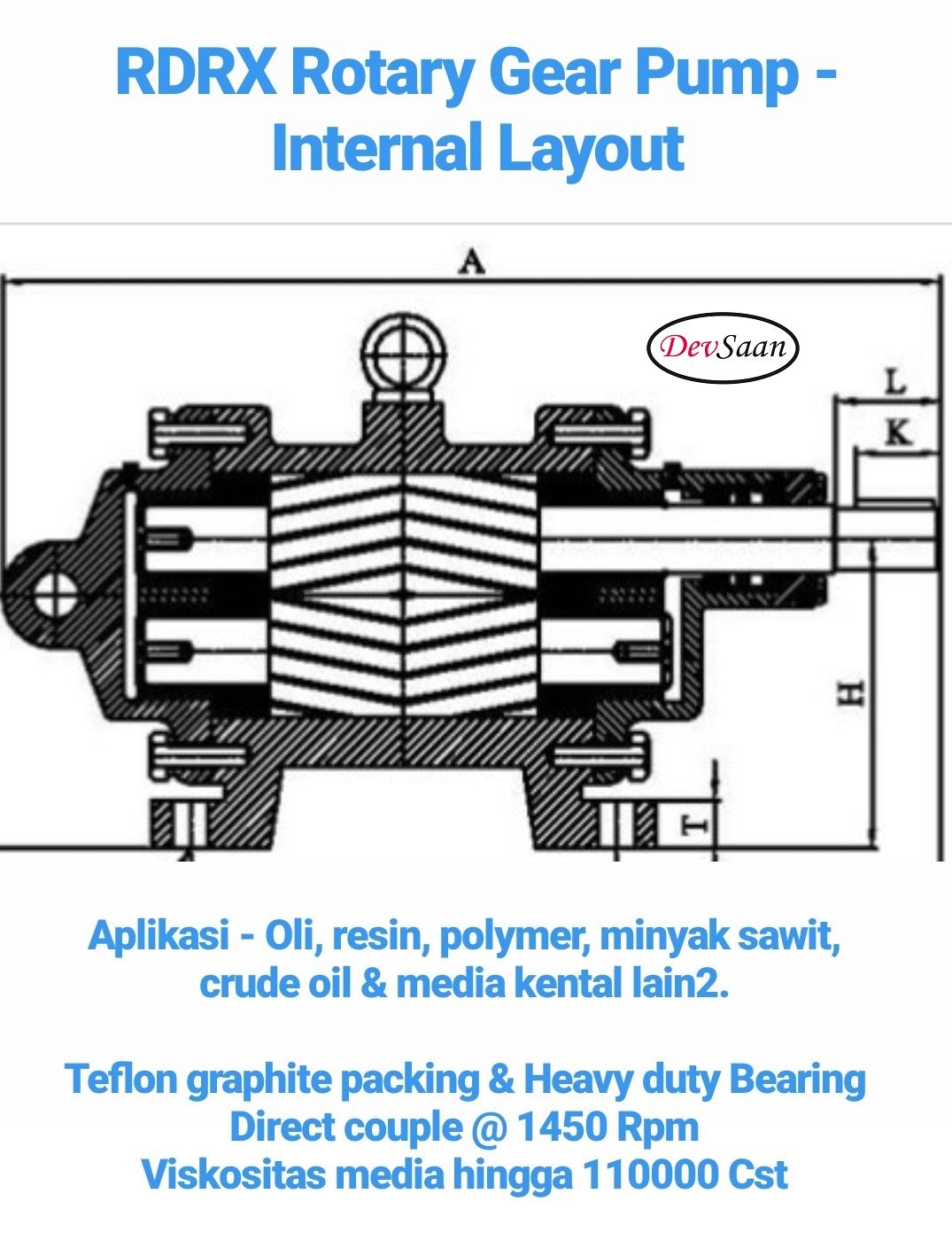Gear Pump Rotari RDRX 600L Pompa Roda Gigi
