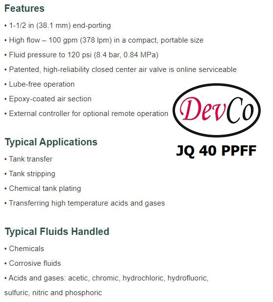 Diaphragm Pump JQ 40 PPFF Pompa Diafragma Devco 1,5"