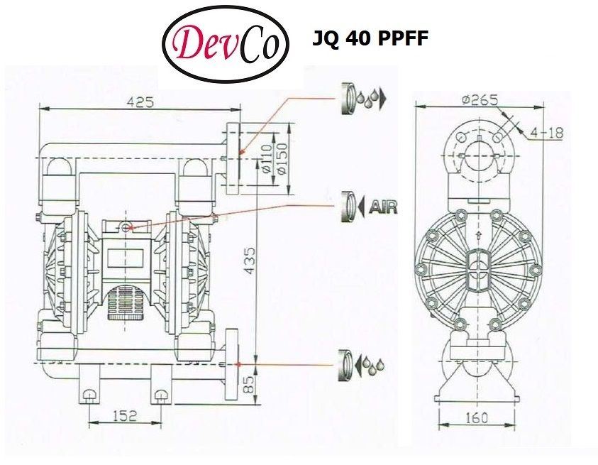 Diaphragm Pump JQ 40 PPFF Pompa Diafragma Devco 1,5"