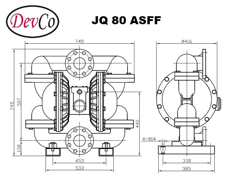 Diaphragm Pump JQ 80 ASFF Pompa Diafragma Devco 3"