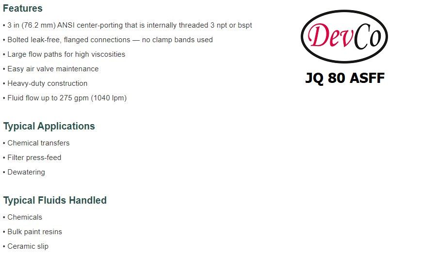 Diaphragm Pump JQ 80 ASFF Pompa Diafragma Devco 3"