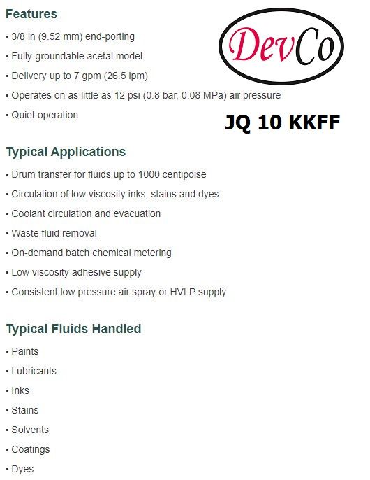 Diaphragm Pump JQ 10 KKFF Pompa Diafragma Devco 3/8"