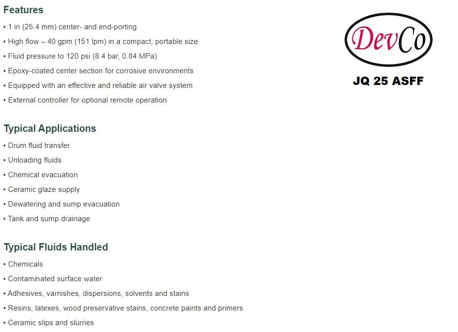 Diaphragm Pump JQ 25 ASFF Pompa Diafragma Devco 1"