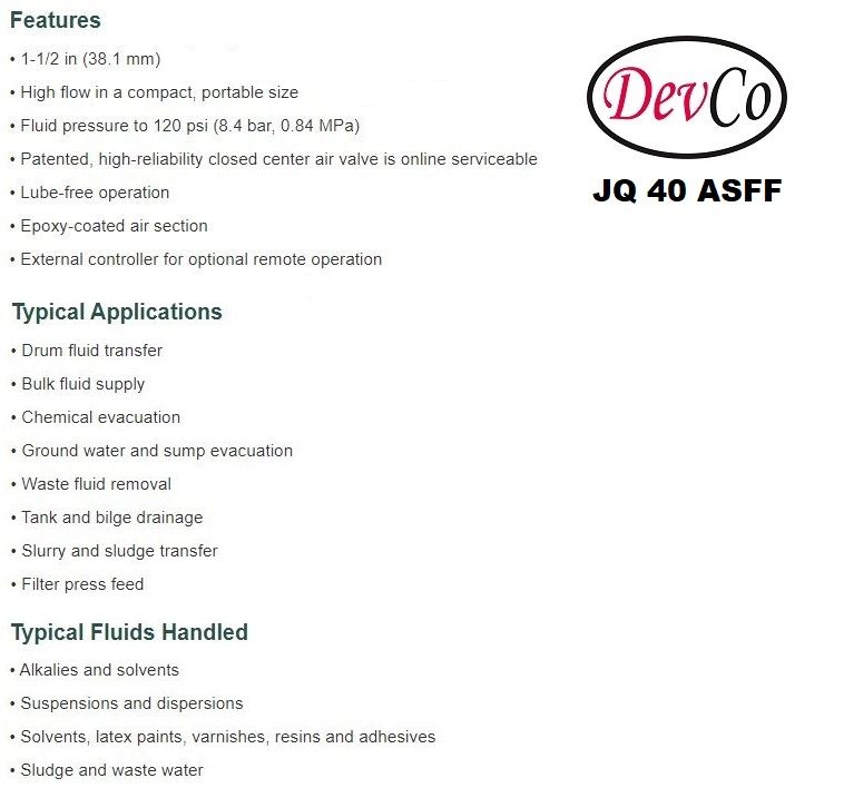 Diaphragm Pump JQ 40 ASFF Pompa Diafragma Devco 1,5"