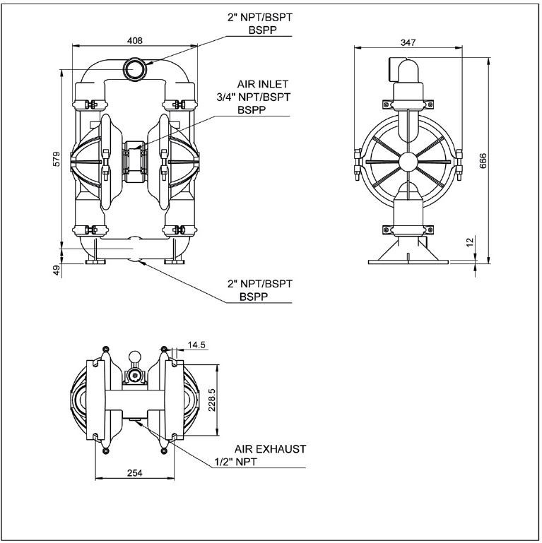 Diaphragm Pump DP 50 ALB Pompa Diafragma Stroke 2"