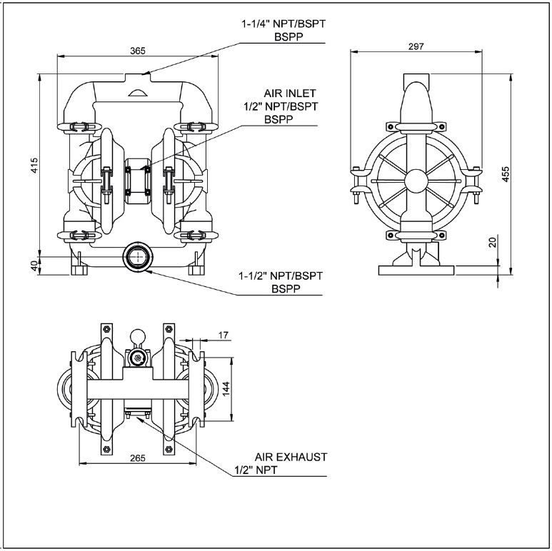Diaphragm Pump DP 40 ALN Pompa Diafragma Stroke 1,5"
