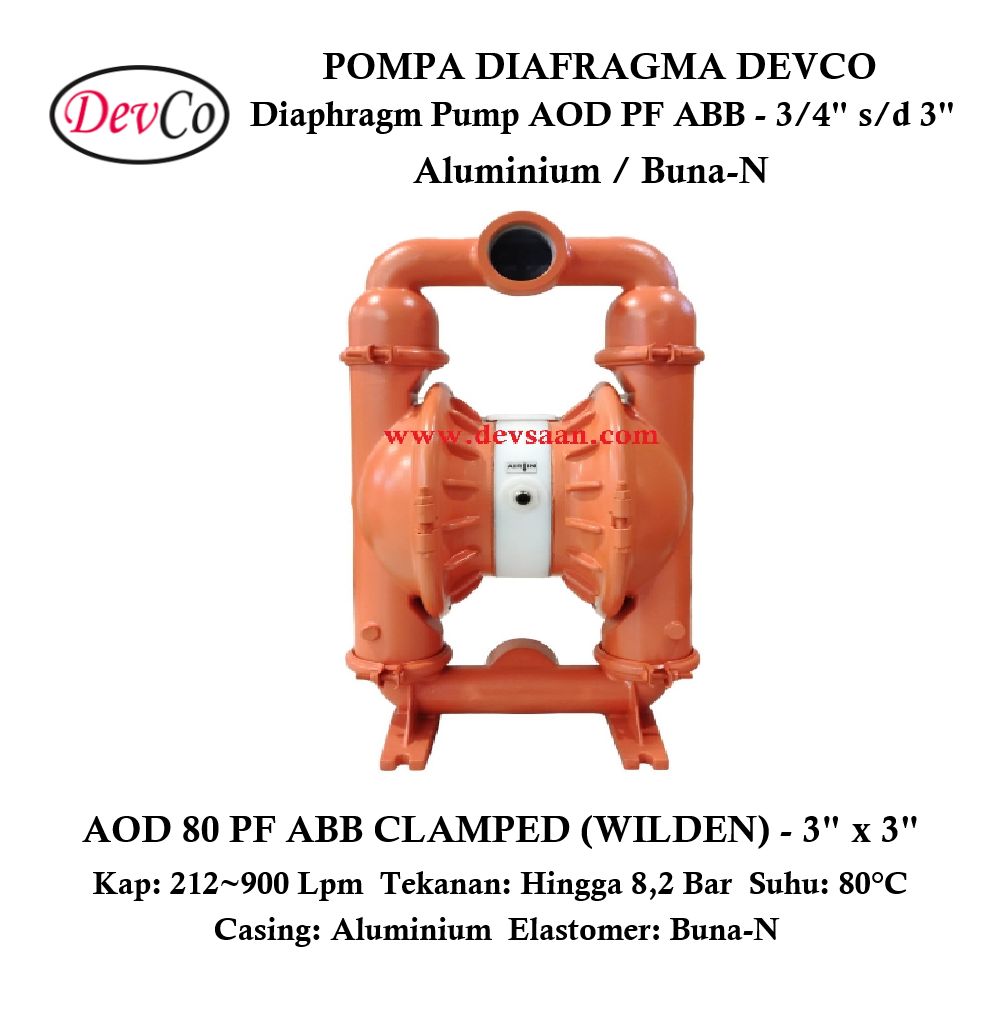 Wilden OEM Diaphragm Pump AOD 80 PF ABB Pompa Diafragma Devco 3" Wilden OEM Diaphragm Pump AOD 80 PF ABB Pompa Diafragma Devco 3"