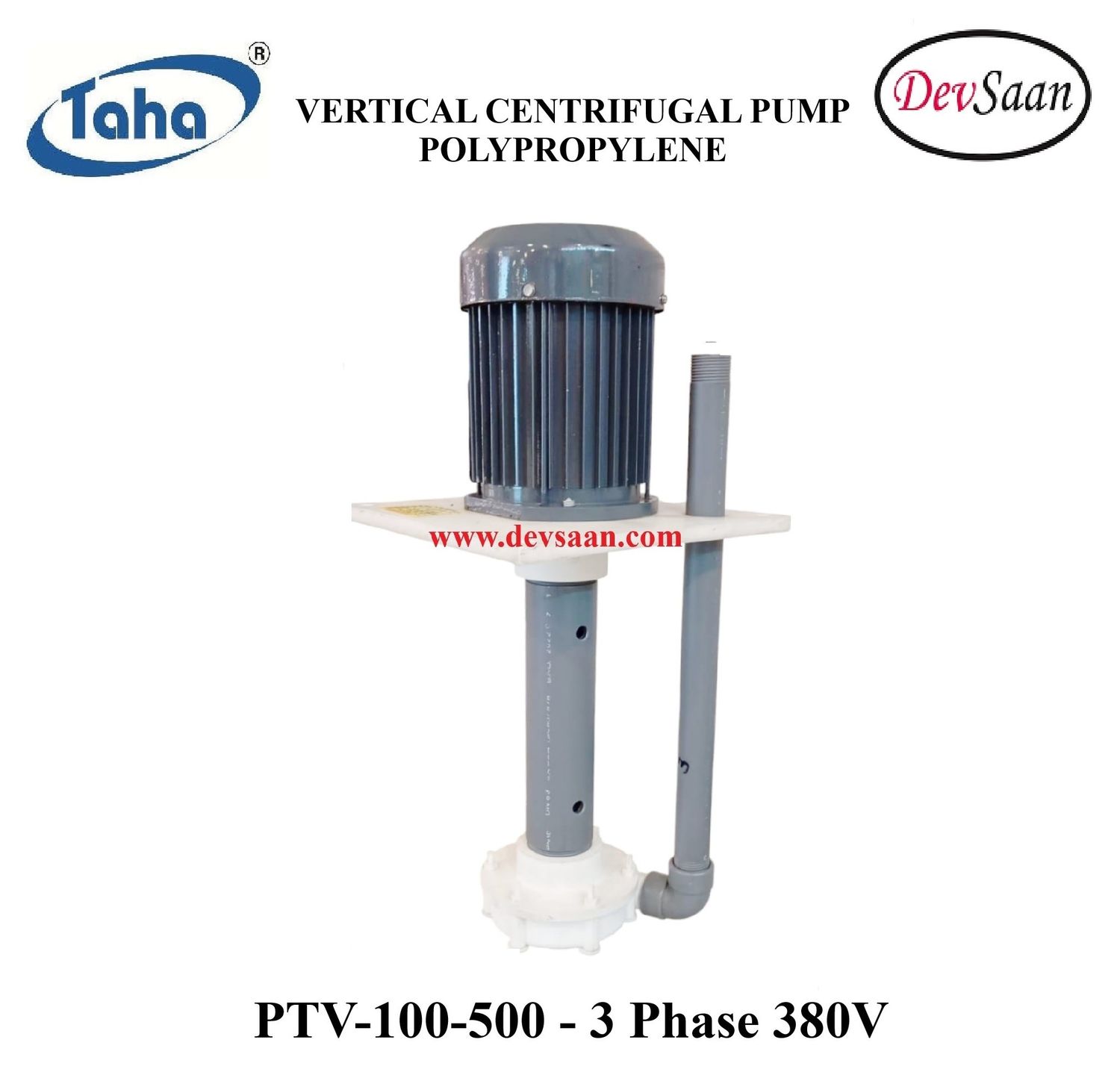 Vertical Polypropylene Centrifugal Pump PTV-100 PP - 1" x 1" - 500 mm - Pompa Sentrifugal