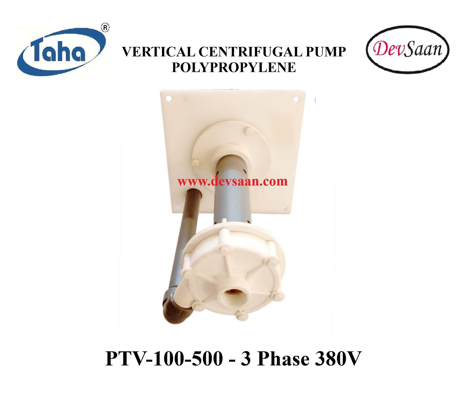 Vertical Polypropylene Centrifugal Pump PTV-100 PP - 1" x 1" - 500 mm - Pompa Sentrifugal