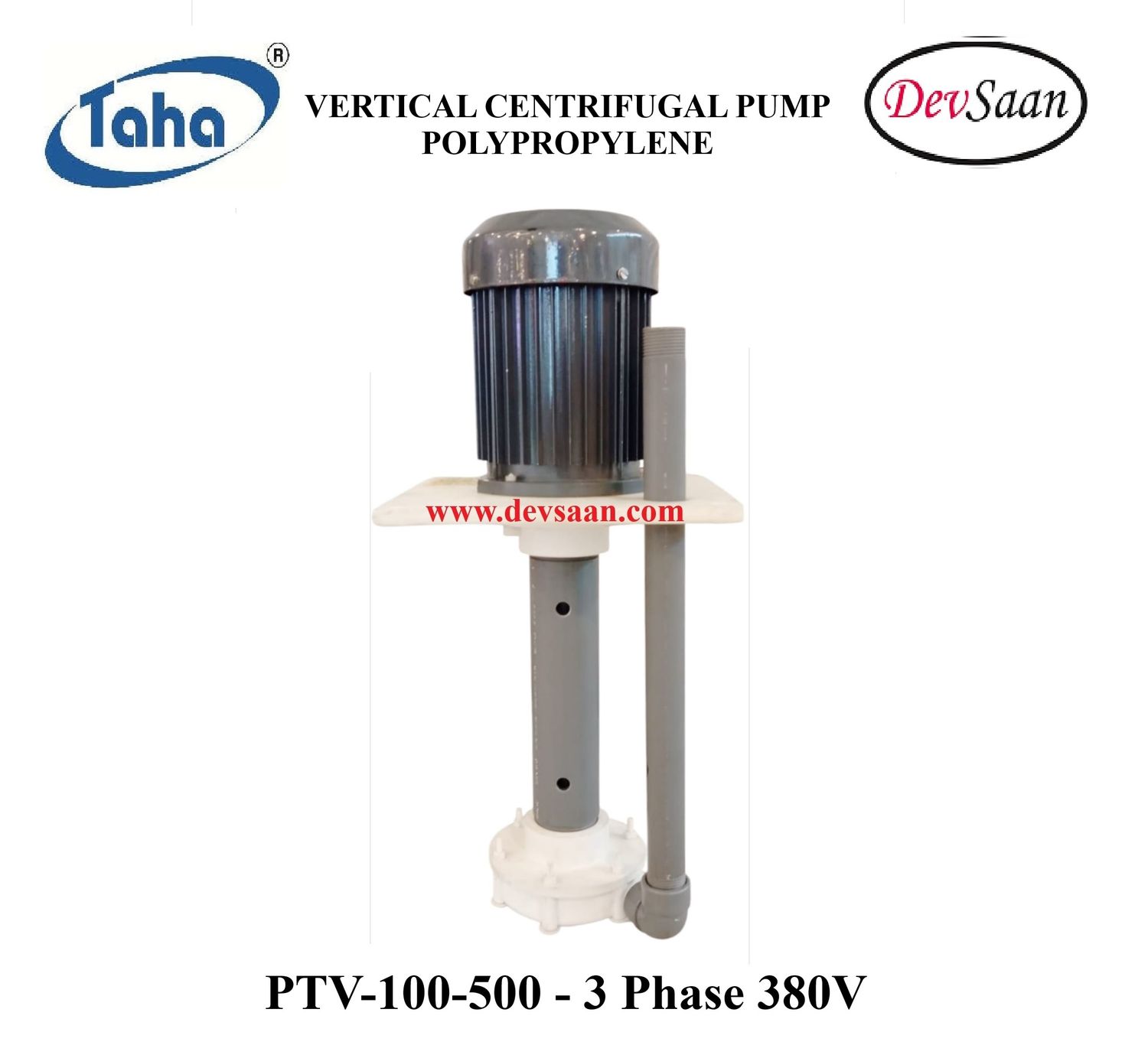 Vertical Polypropylene Centrifugal Pump PTV-100 PP - 1" x 1" - 500 mm - Pompa Sentrifugal