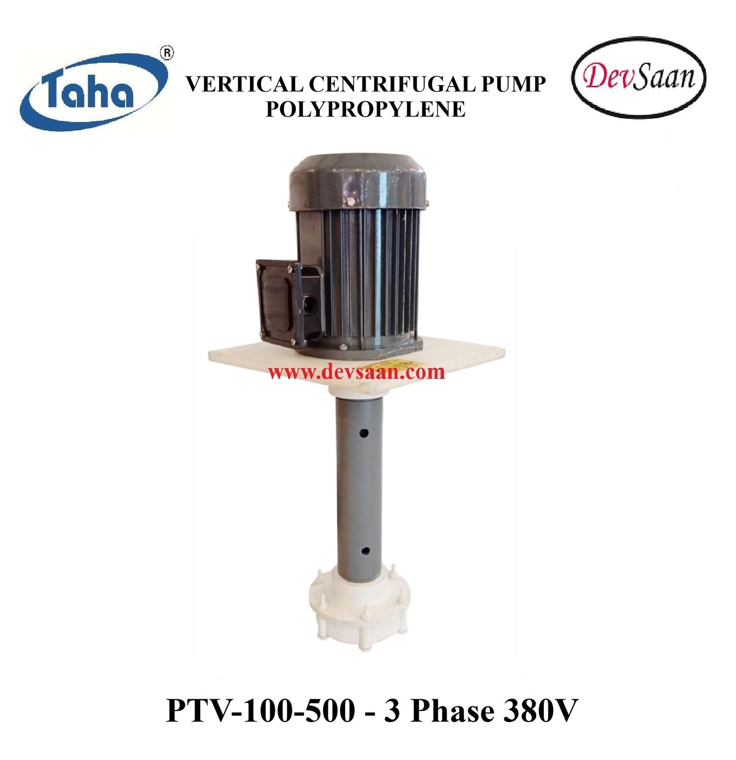 Vertical Polypropylene Centrifugal Pump PTV-100 PP - 1" x 1" - 500 mm - Pompa Sentrifugal