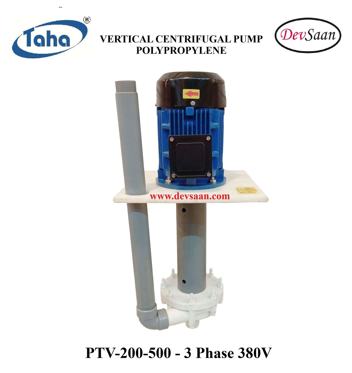 Vertical Polypropylene Centrifugal Pump PTV-200 PP - 1.5" x 1.5" - 500 mm - Pompa Sentrifugal