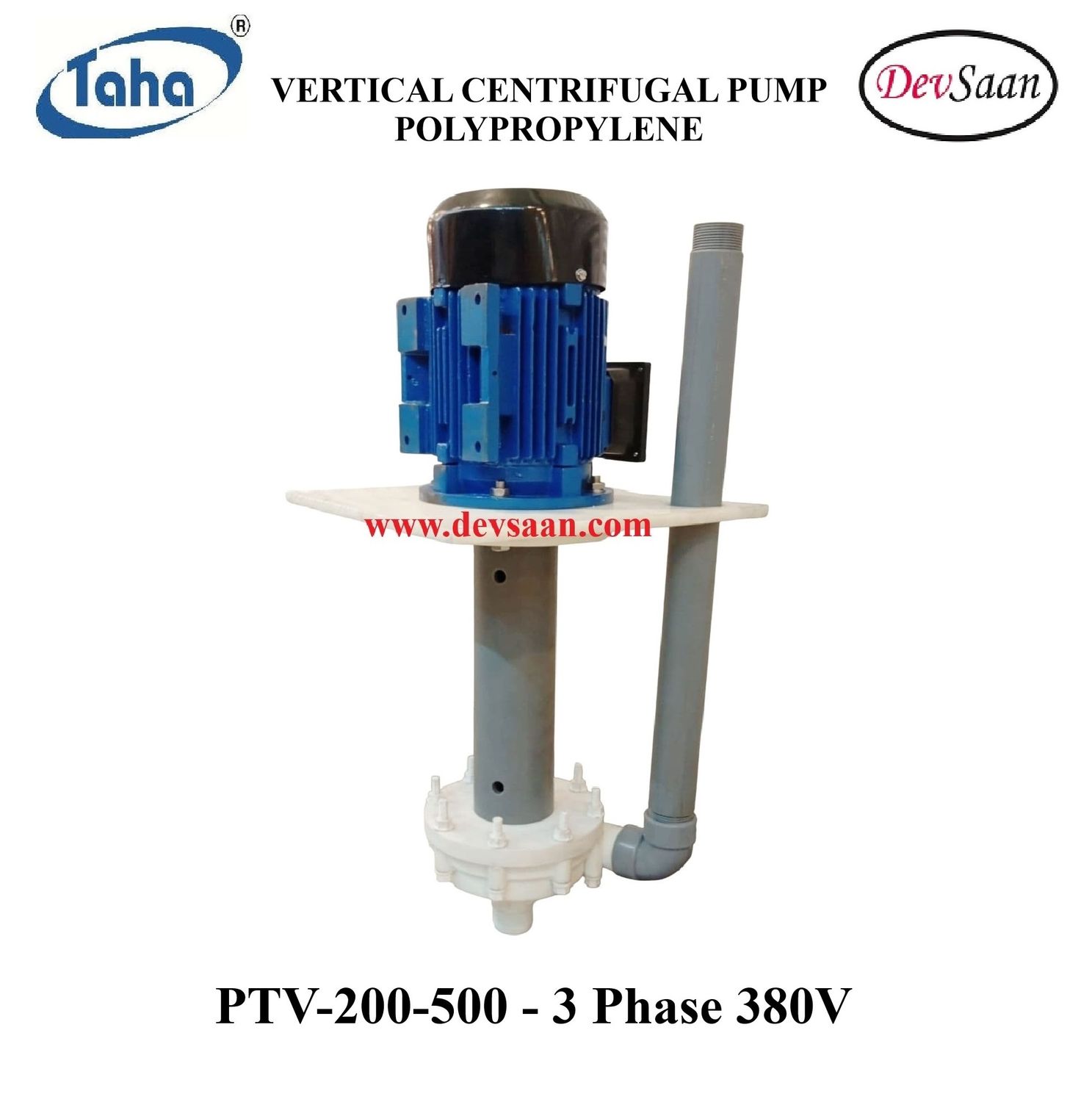 Vertical Polypropylene Centrifugal Pump PTV-200 PP - 1.5" x 1.5" - 500 mm - Pompa Sentrifugal
