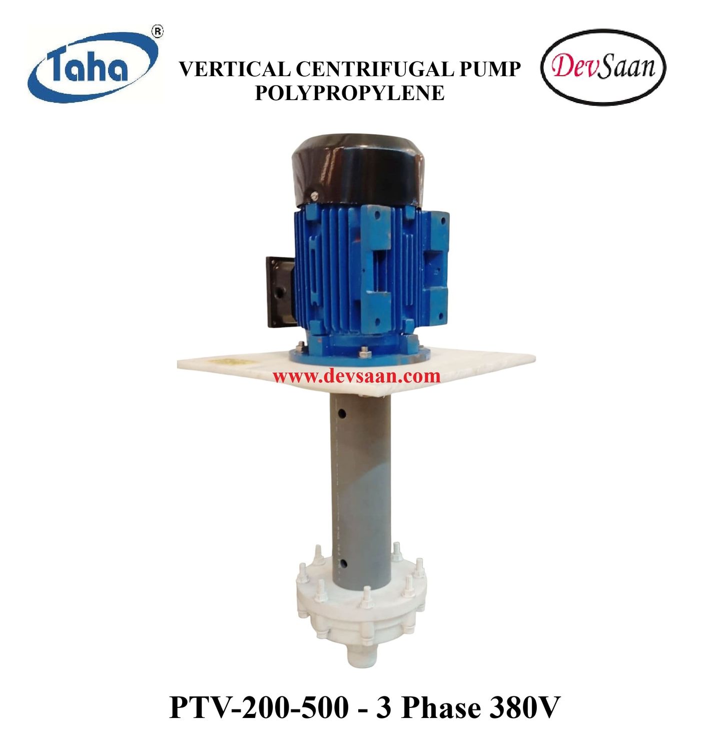 Vertical Polypropylene Centrifugal Pump PTV-200 PP - 1.5" x 1.5" - 500 mm - Pompa Sentrifugal