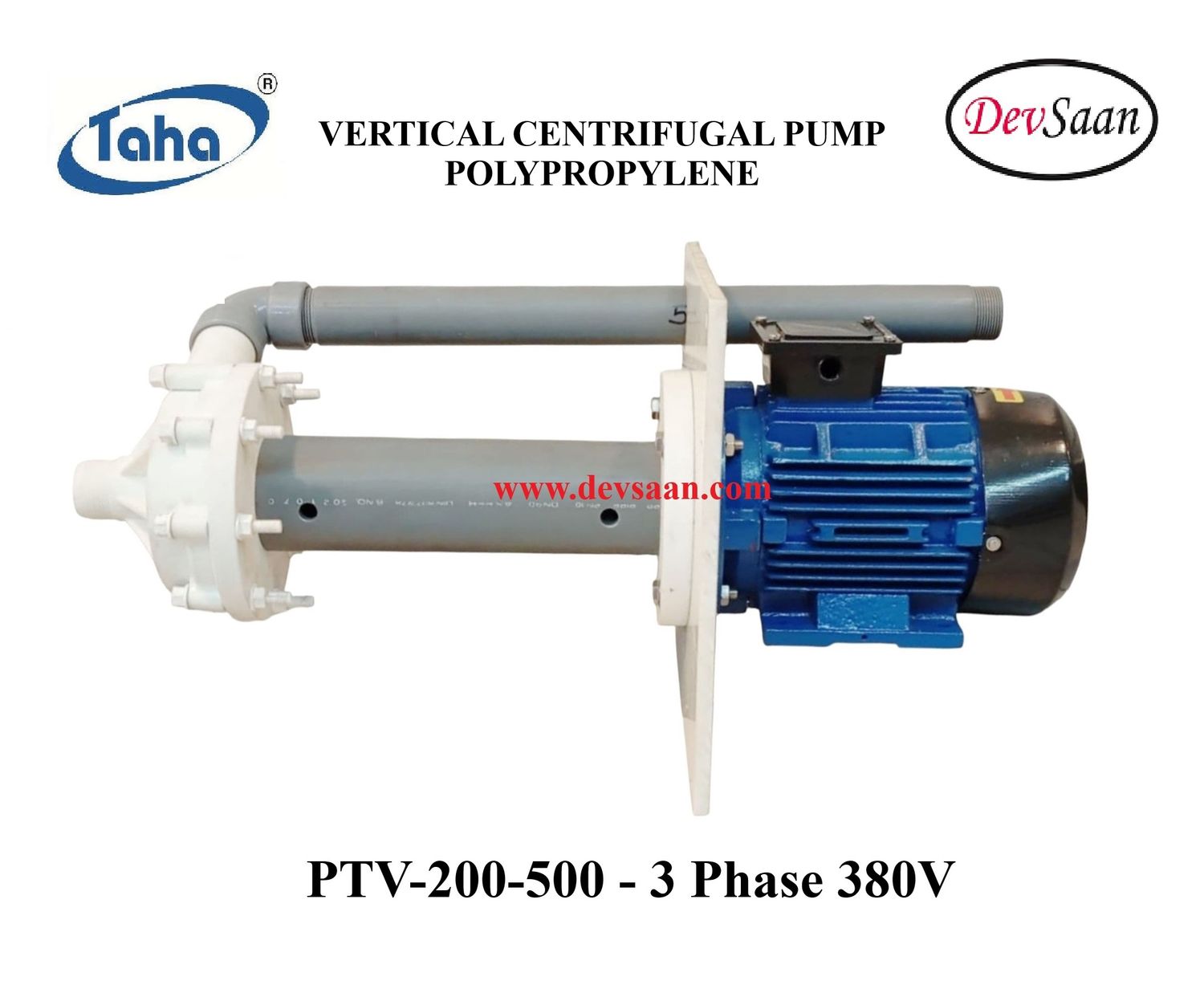 Vertical Polypropylene Centrifugal Pump PTV-200 PP - 1.5" x 1.5" - 500 mm - Pompa Sentrifugal