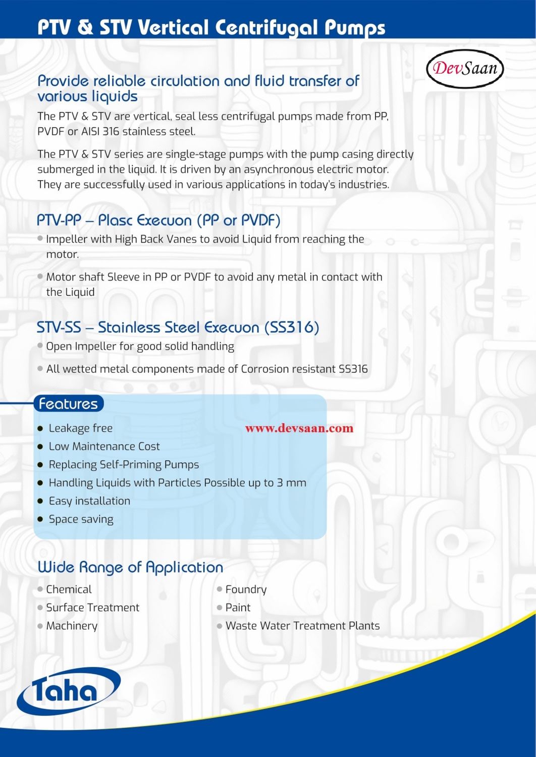 Vertical Polypropylene Centrifugal Pump PTV-200 PP - 1.5" x 1.5" - 500 mm - Pompa Sentrifugal
