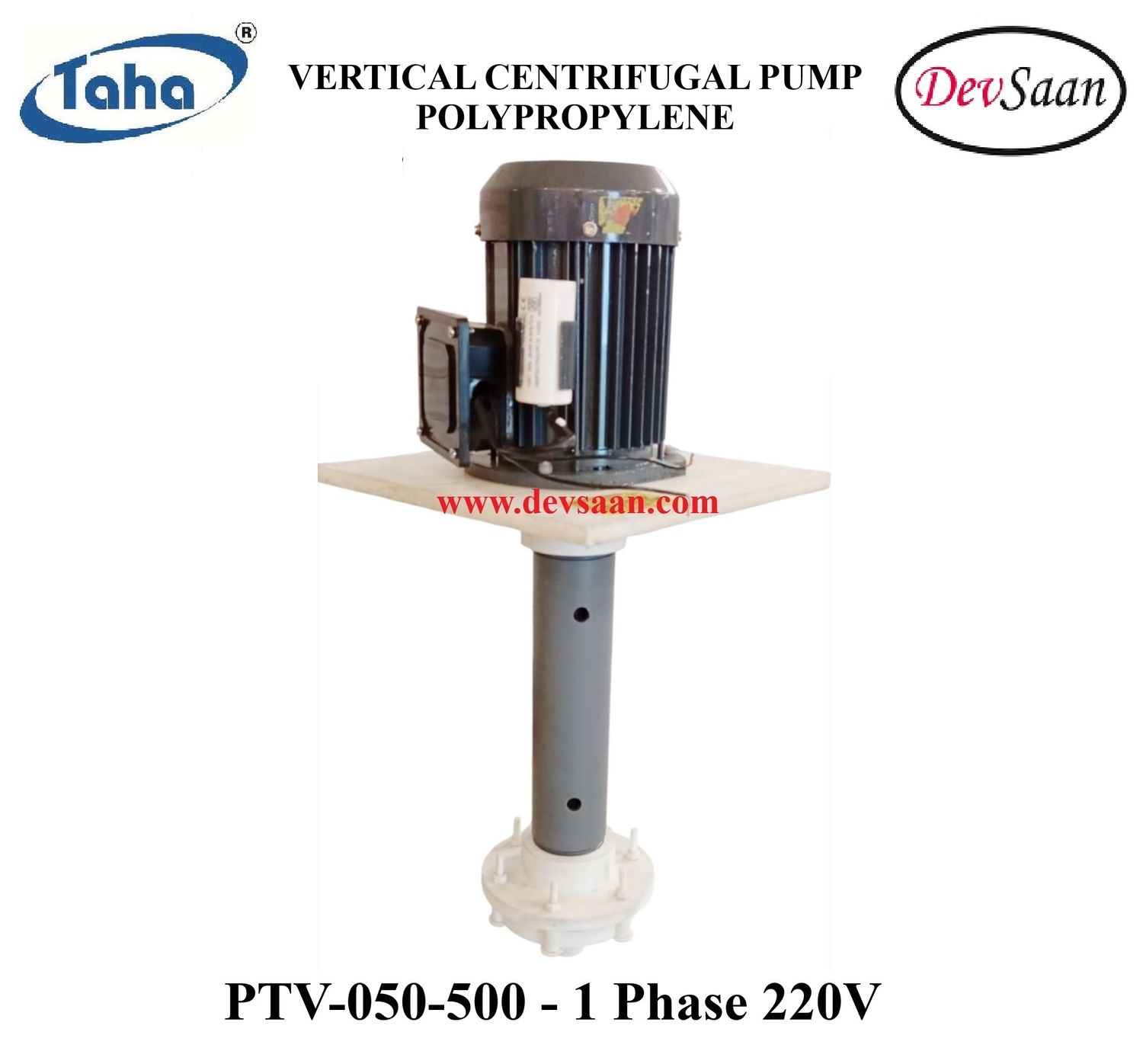 Vertical Polypropylene Centrifugal Pump PTV-050 PP - 1" x 1" - 500 mm - Pompa Sentrifugal