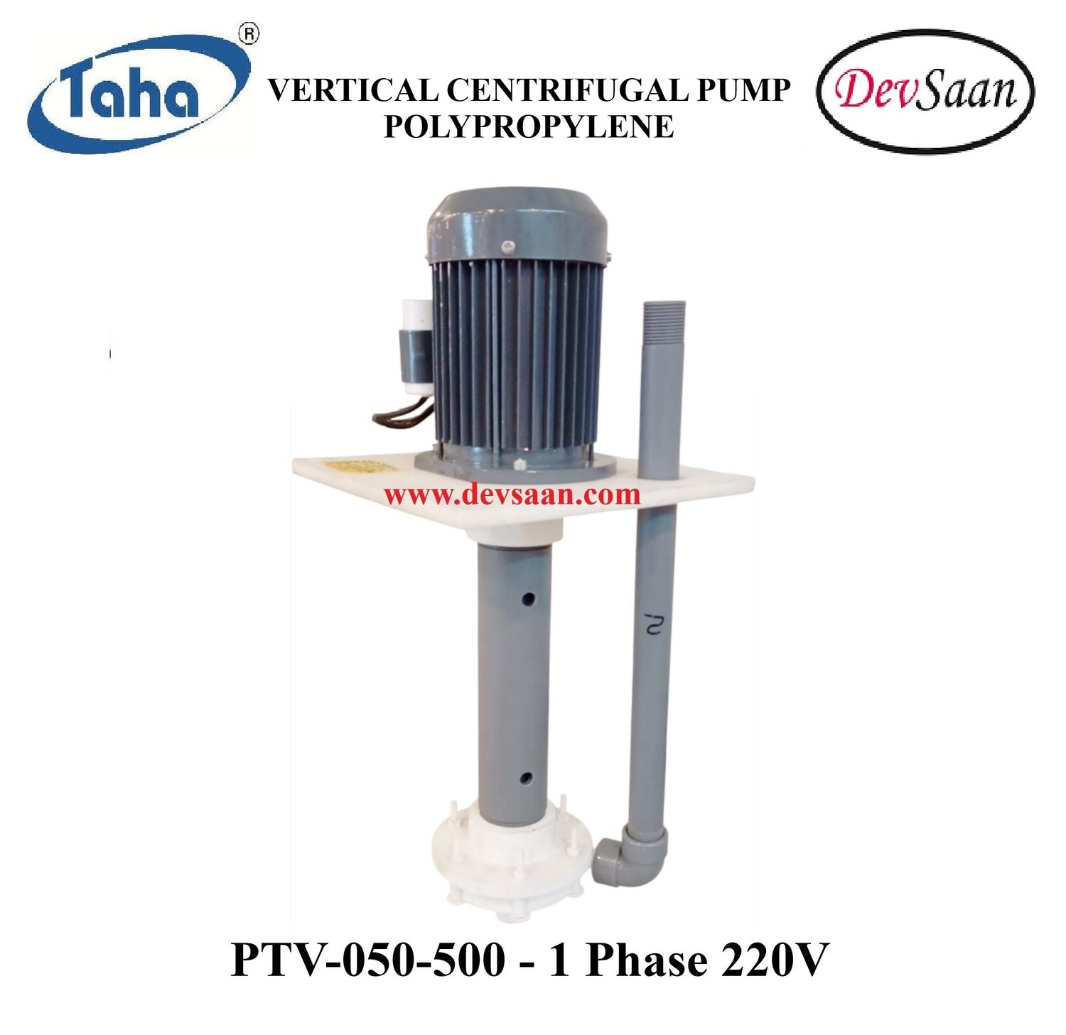 Vertical Polypropylene Centrifugal Pump PTV-050 PP - 1" x 1" - 500 mm - Pompa Sentrifugal