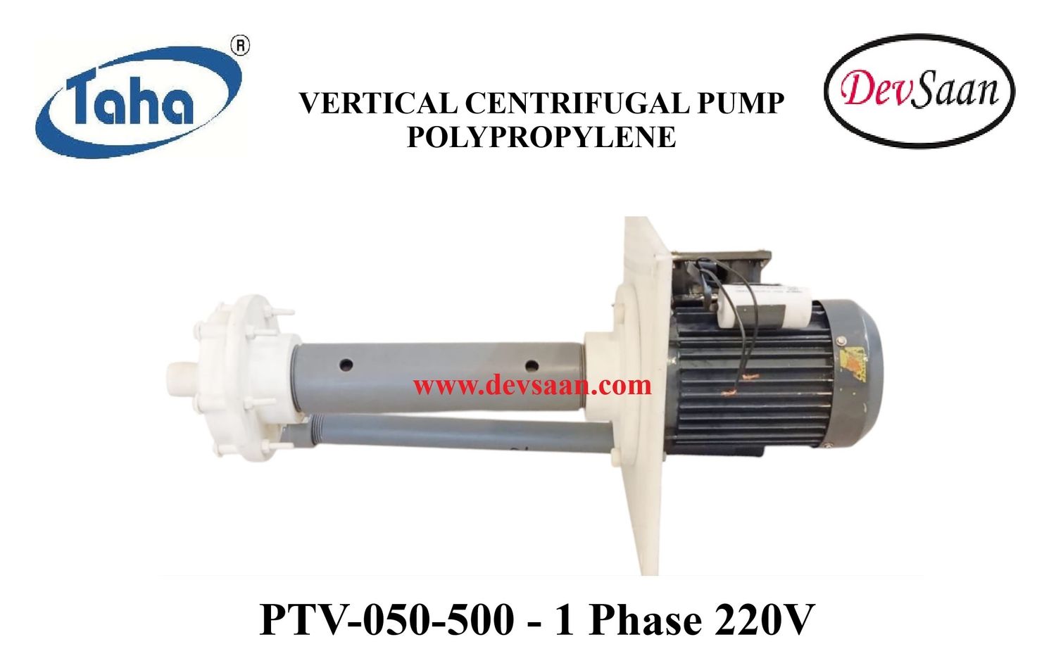 Vertical Polypropylene Centrifugal Pump PTV-050 PP - 1" x 1" - 500 mm - Pompa Sentrifugal