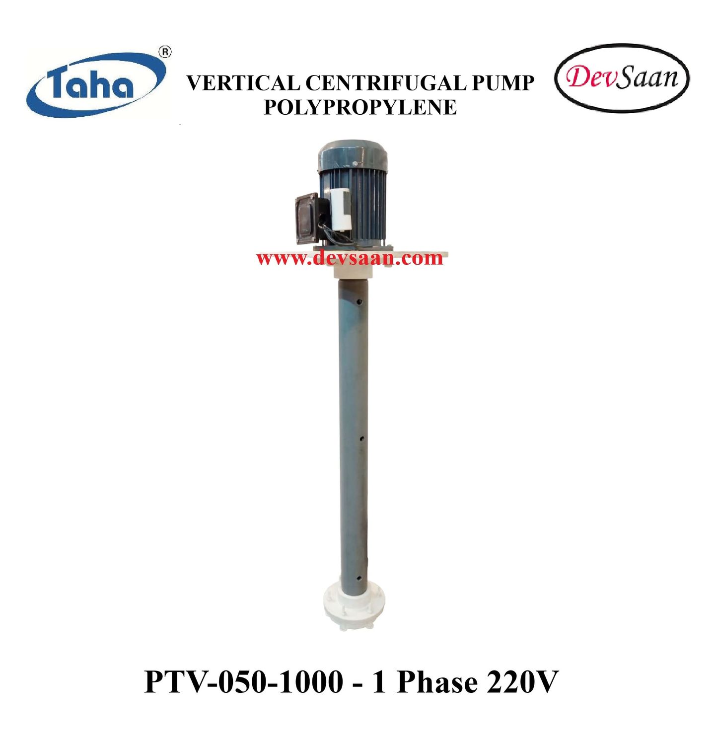 Vertical Polypropylene Centrifugal Pump PTV-050 PP - 1" x 1" - 1000 mm - Pompa Sentrifugal