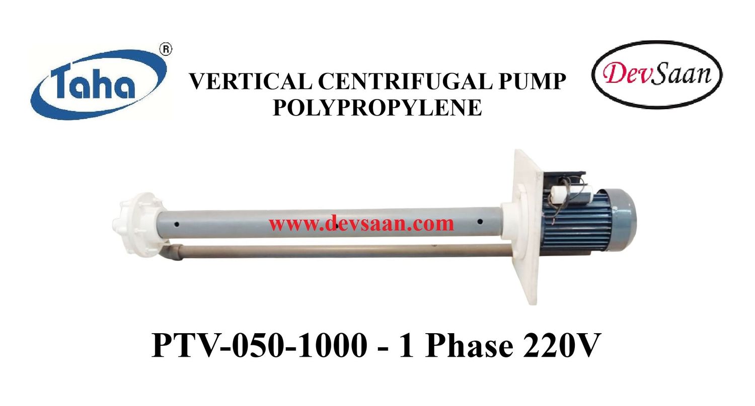 Vertical Polypropylene Centrifugal Pump PTV-050 PP - 1" x 1" - 1000 mm - Pompa Sentrifugal