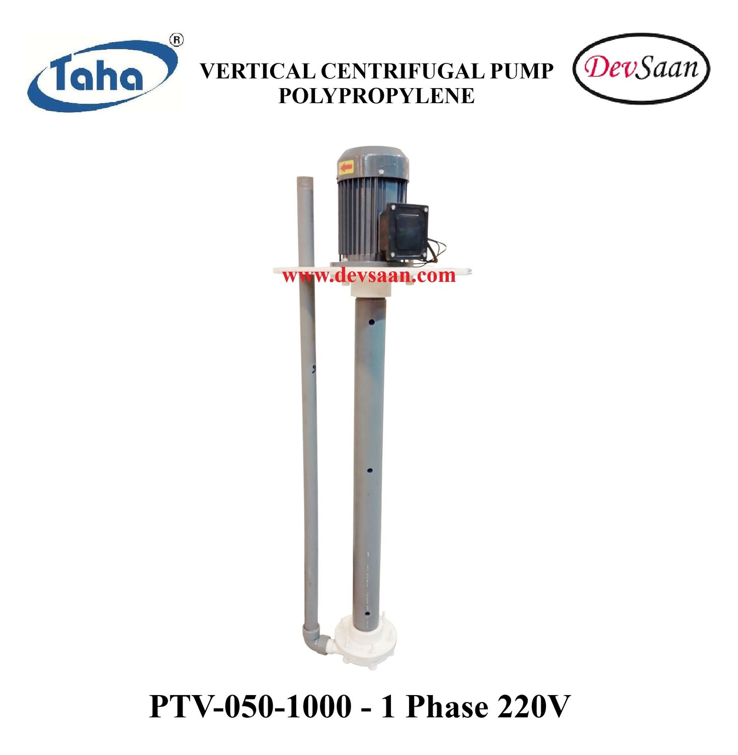 Vertical Polypropylene Centrifugal Pump PTV-050 PP - 1" x 1" - 1000 mm - Pompa Sentrifugal