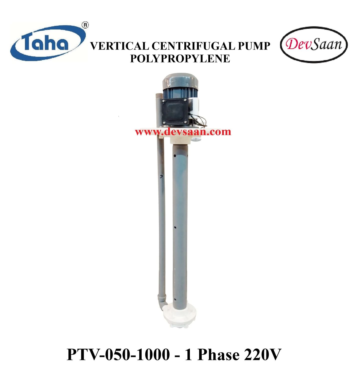 Vertical Polypropylene Centrifugal Pump PTV-050 PP - 1" x 1" - 1000 mm - Pompa Sentrifugal