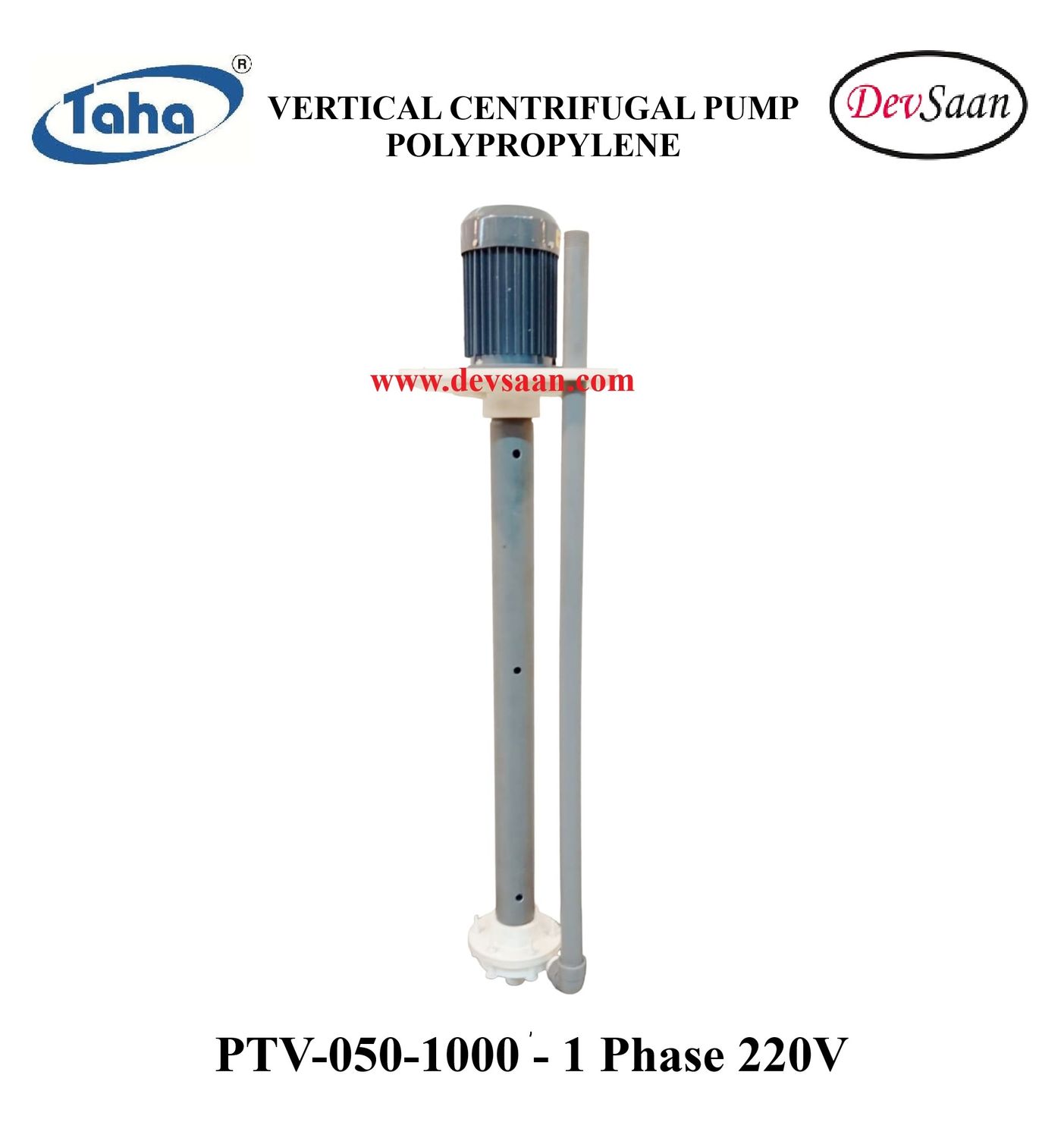 Vertical Polypropylene Centrifugal Pump PTV-050 PP - 1" x 1" - 1000 mm - Pompa Sentrifugal