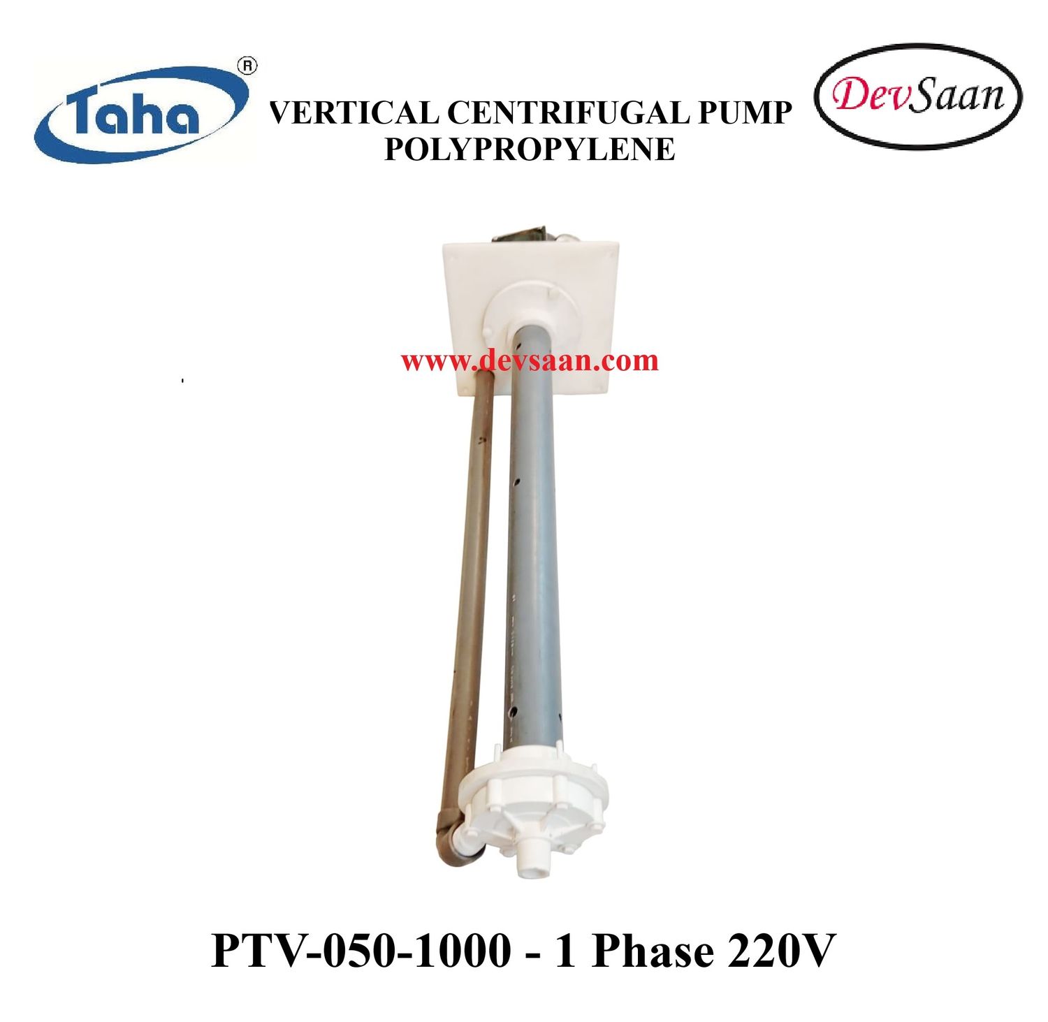 Vertical Polypropylene Centrifugal Pump PTV-050 PP - 1" x 1" - 1000 mm - Pompa Sentrifugal