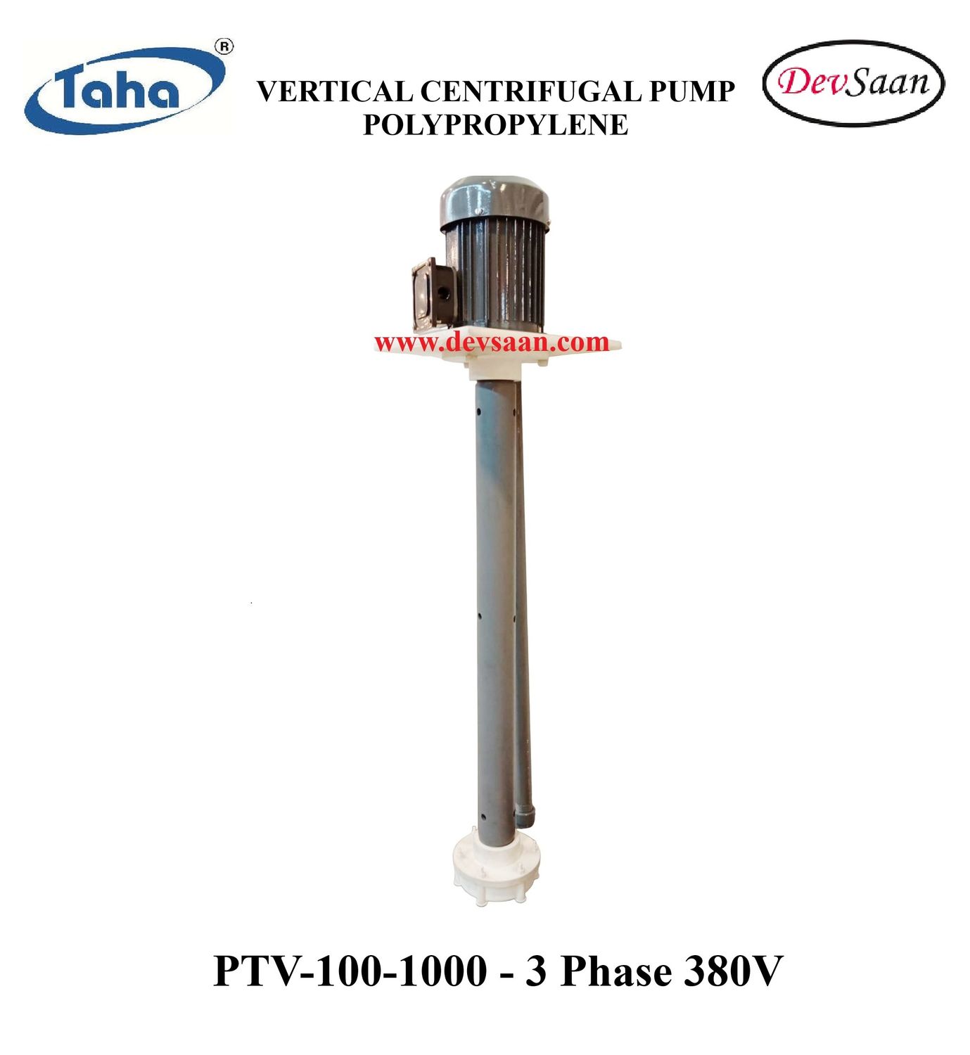 Vertical Polypropylene Centrifugal Pump PTV-100 PP - 1" x 1" - 1000 mm - Pompa Sentrifugal
