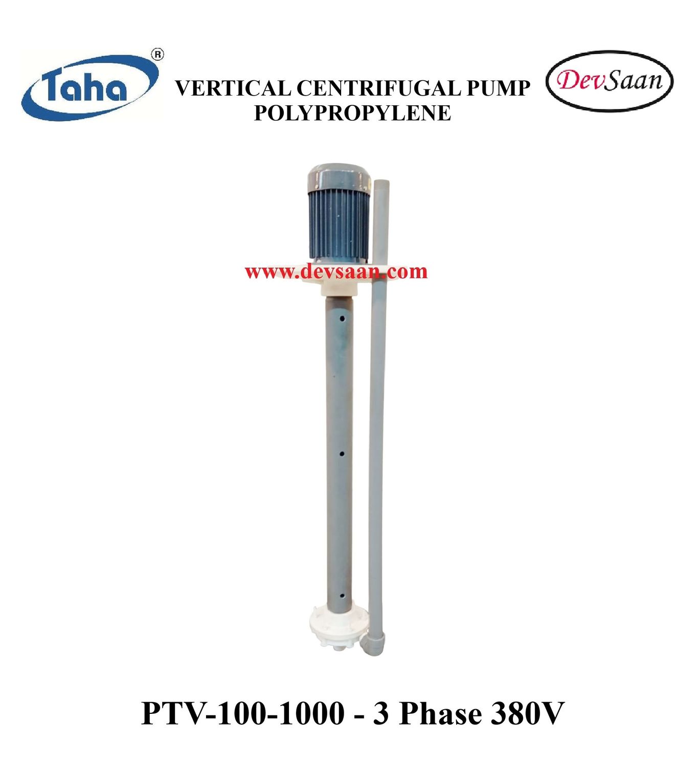 Vertical Polypropylene Centrifugal Pump PTV-100 PP - 1" x 1" - 1000 mm - Pompa Sentrifugal