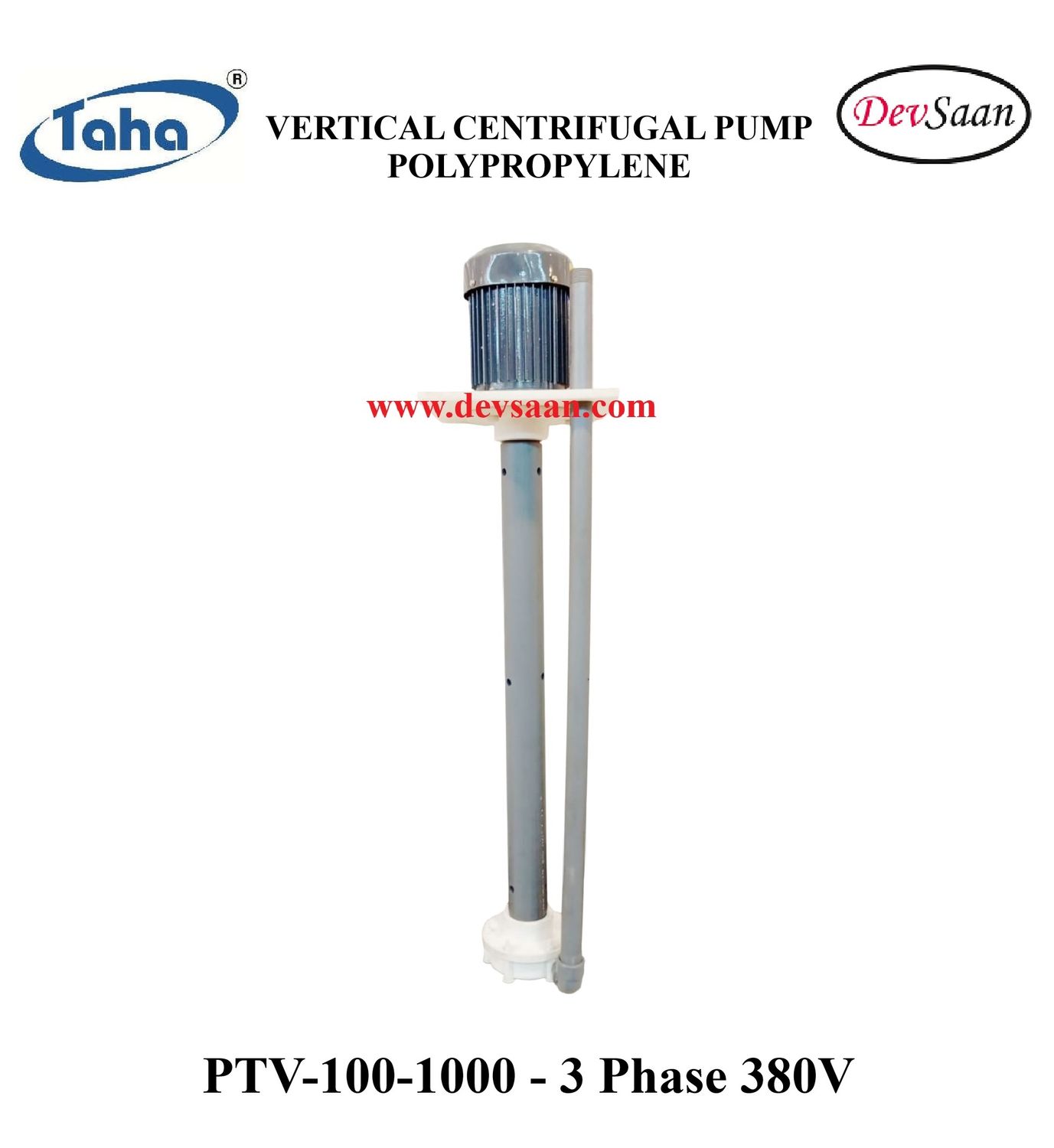 Vertical Polypropylene Centrifugal Pump PTV-100 PP - 1" x 1" - 1000 mm - Pompa Sentrifugal