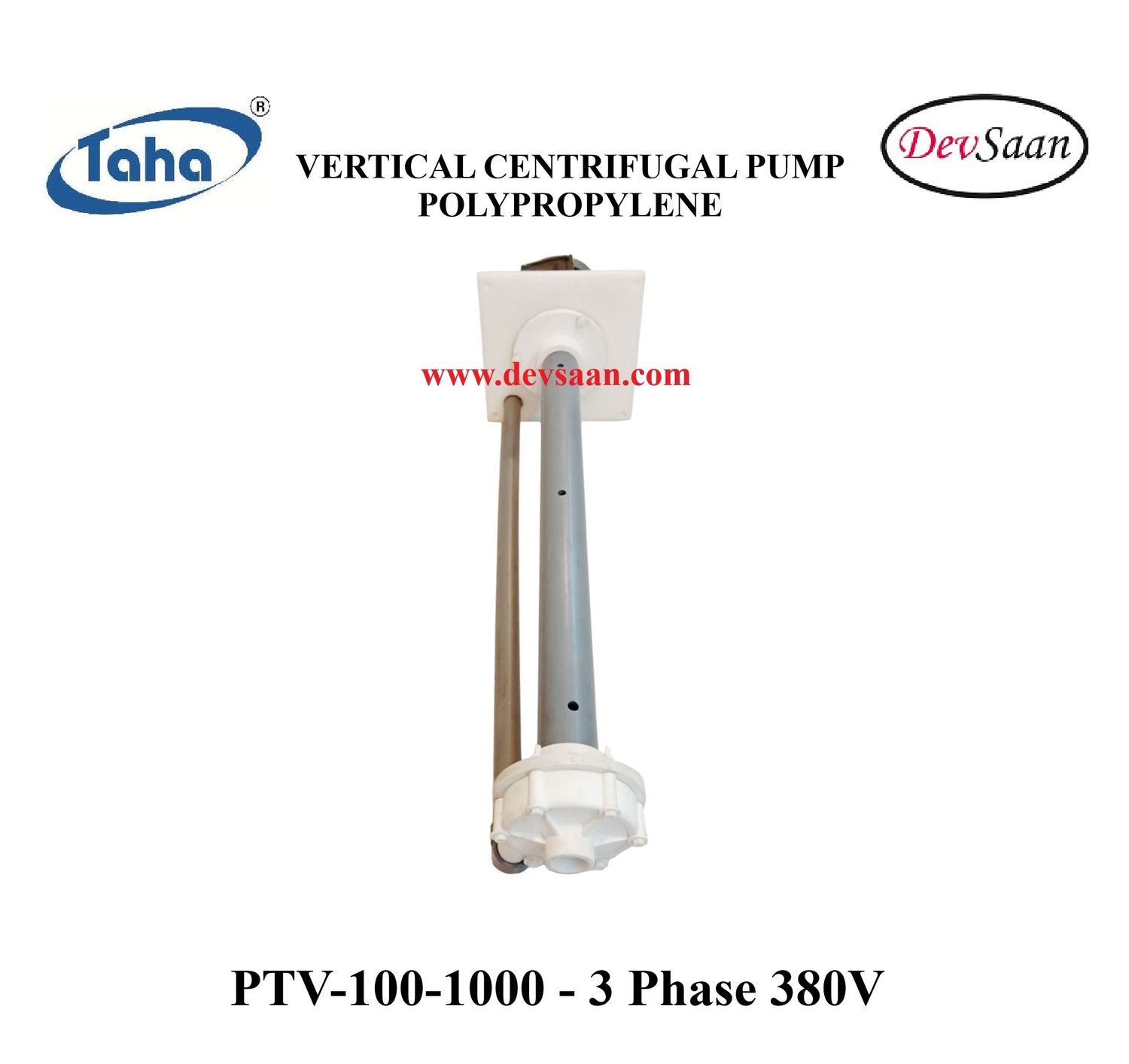 Vertical Polypropylene Centrifugal Pump PTV-100 PP - 1" x 1" - 1000 mm - Pompa Sentrifugal