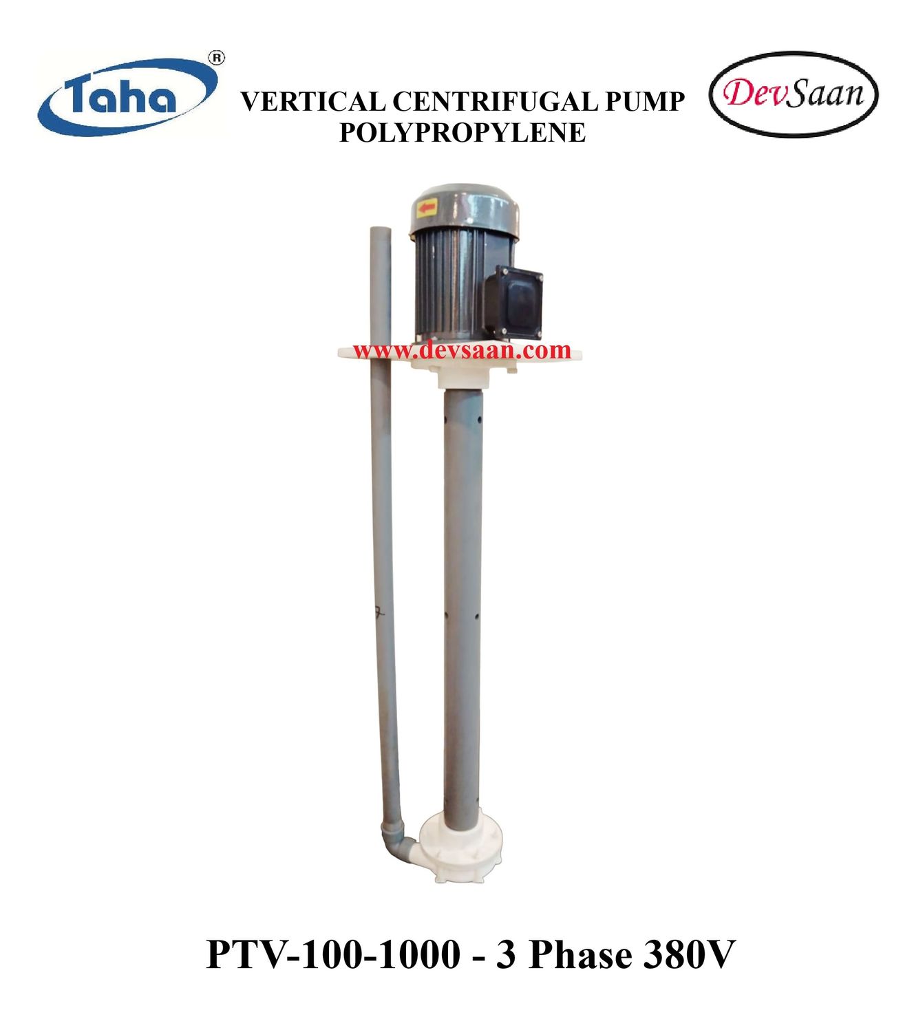 Vertical Polypropylene Centrifugal Pump PTV-100 PP - 1" x 1" - 1000 mm - Pompa Sentrifugal