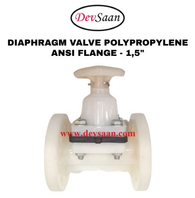Diaphragm valve PP 1,5 inch x 1,5 inch flange ANSI B.16.5 Class 150 1