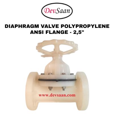 Diaphragm valve PP 2,5 inch x 2,5 inch flange ANSI B.16.5 Class 150 1