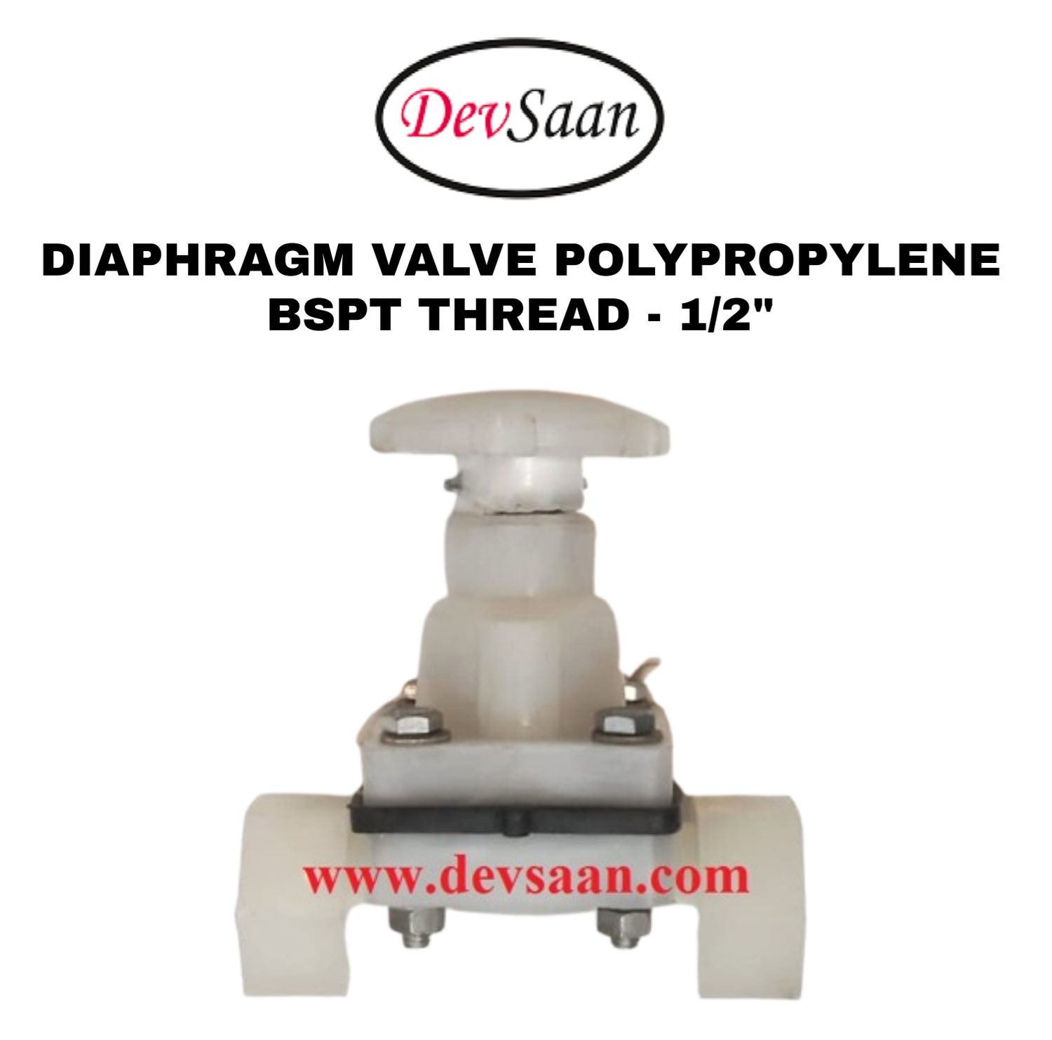 Diaphragm valve PP 1/2 inch x 1/2 inch BSPT thread 1