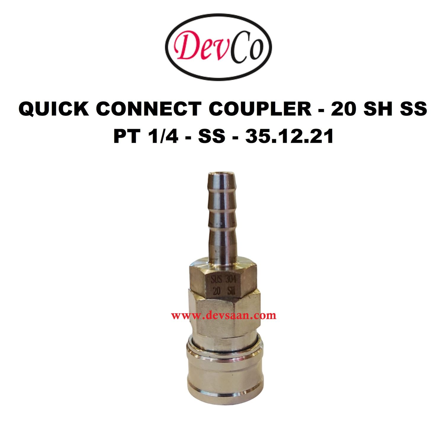 20 SH SS Quick Connect Coupler - PT 1/4