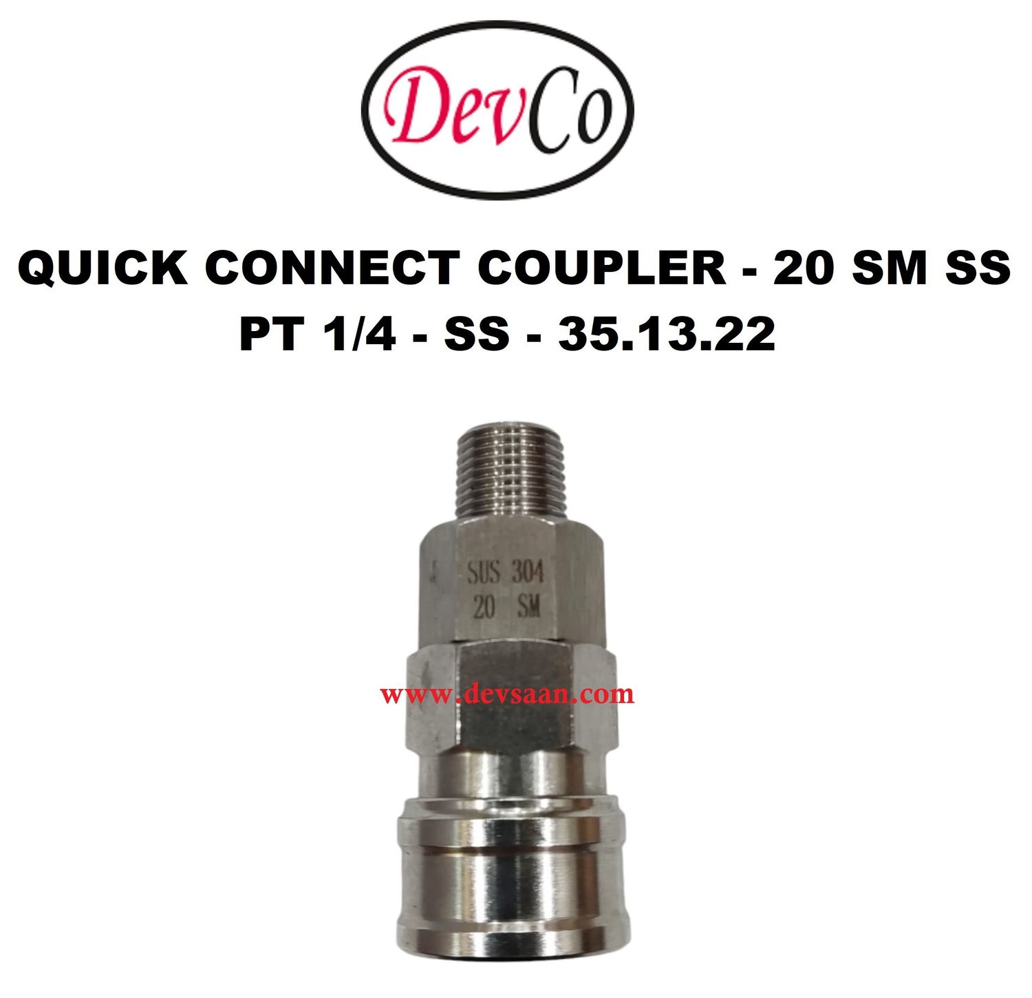 20 SM SS Quick Connect Coupler - PT 1/4 20 SM SS Quick Connect Coupler - PT 1/4