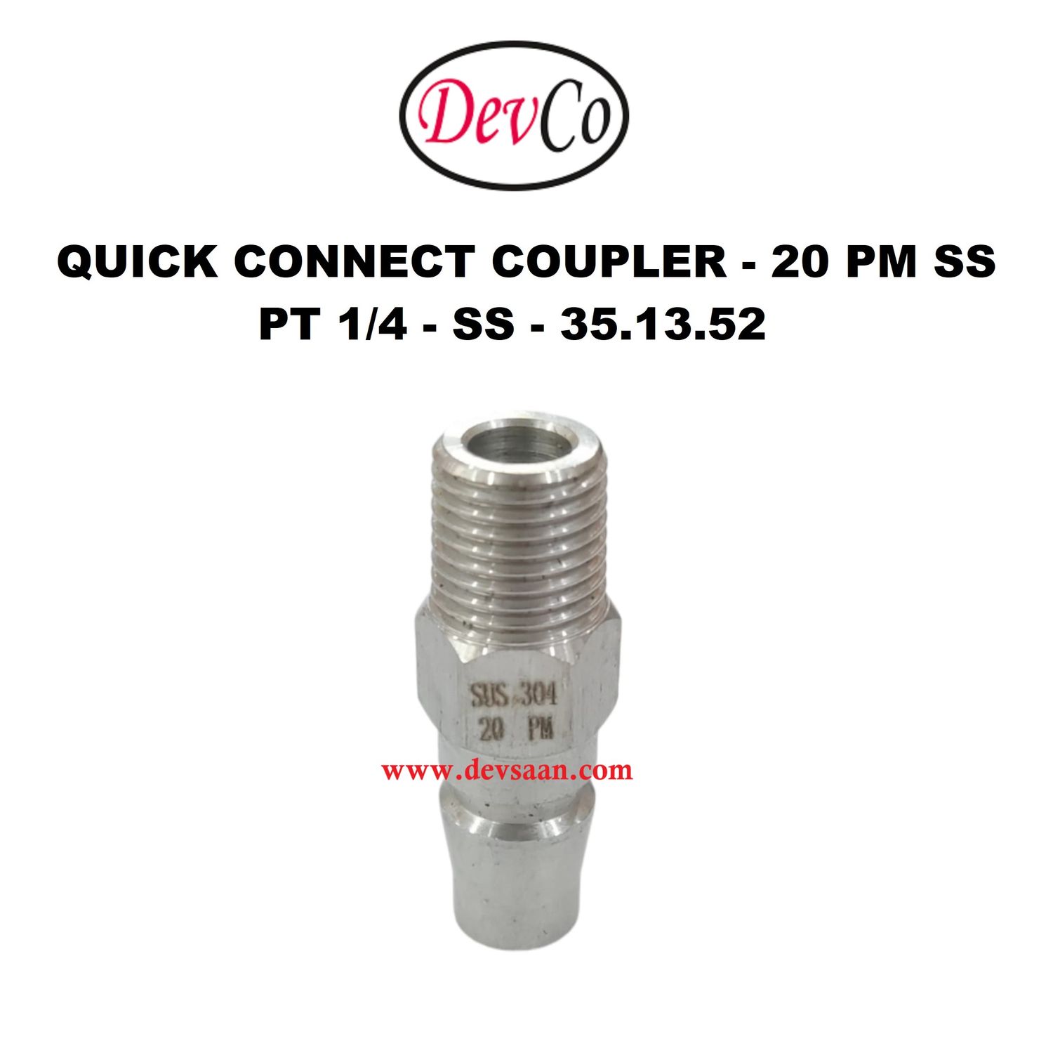 20 PM SS Quick Connect Coupler - PT 1/4