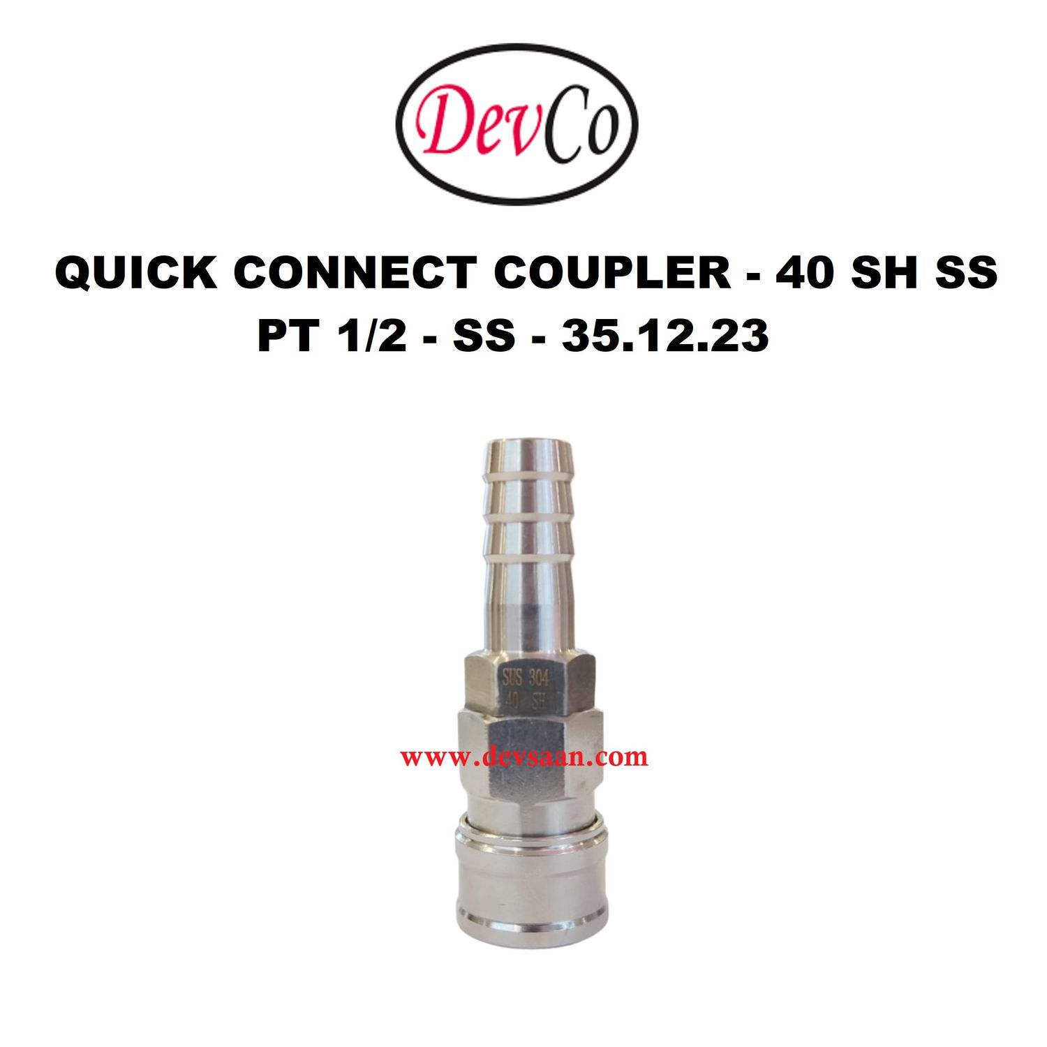 40 SH SS Quick Connect Coupler - PT 1/2