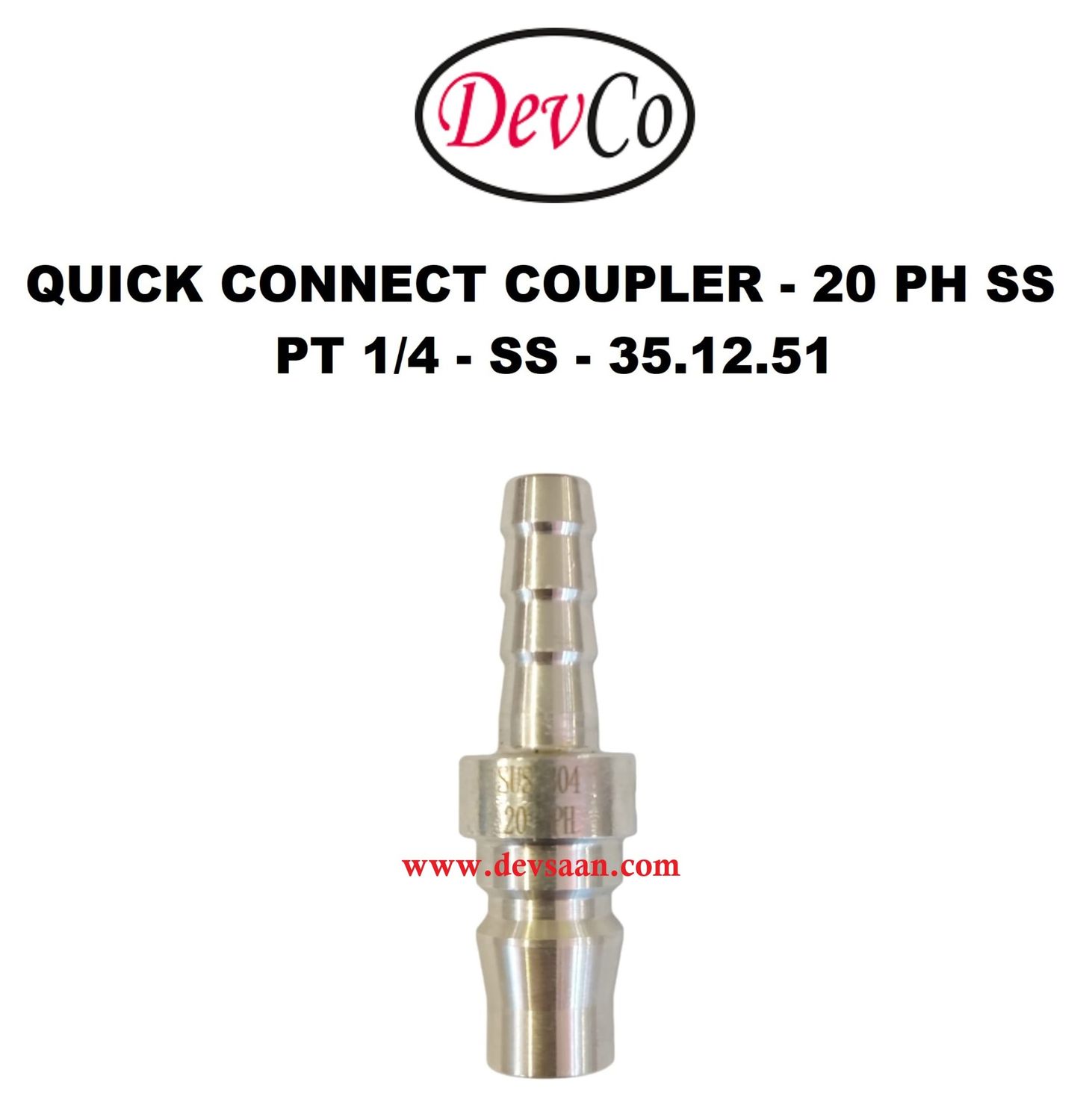 20 PH SS Quick Connect Coupler - PT 1/4 20 PH SS Quick Connect Coupler - PT 1/4