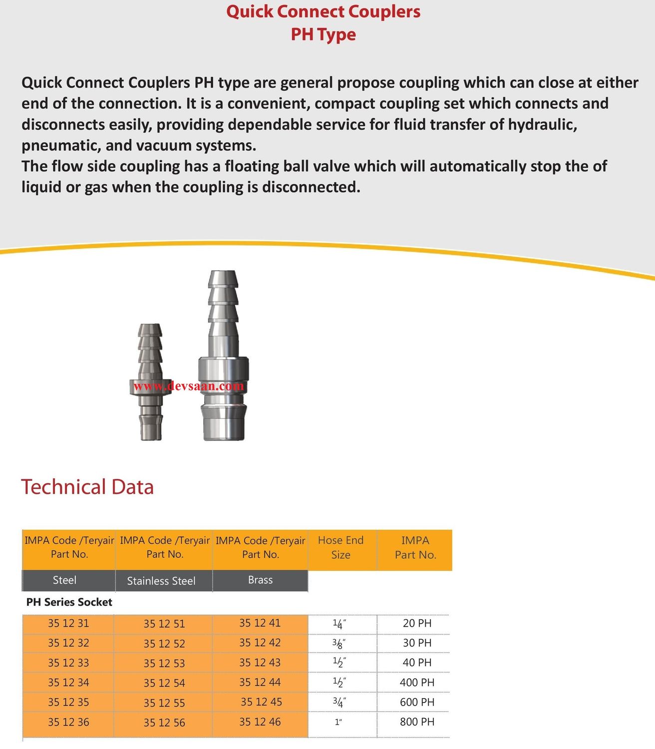 20 PH SS Quick Connect Coupler - PT 1/4