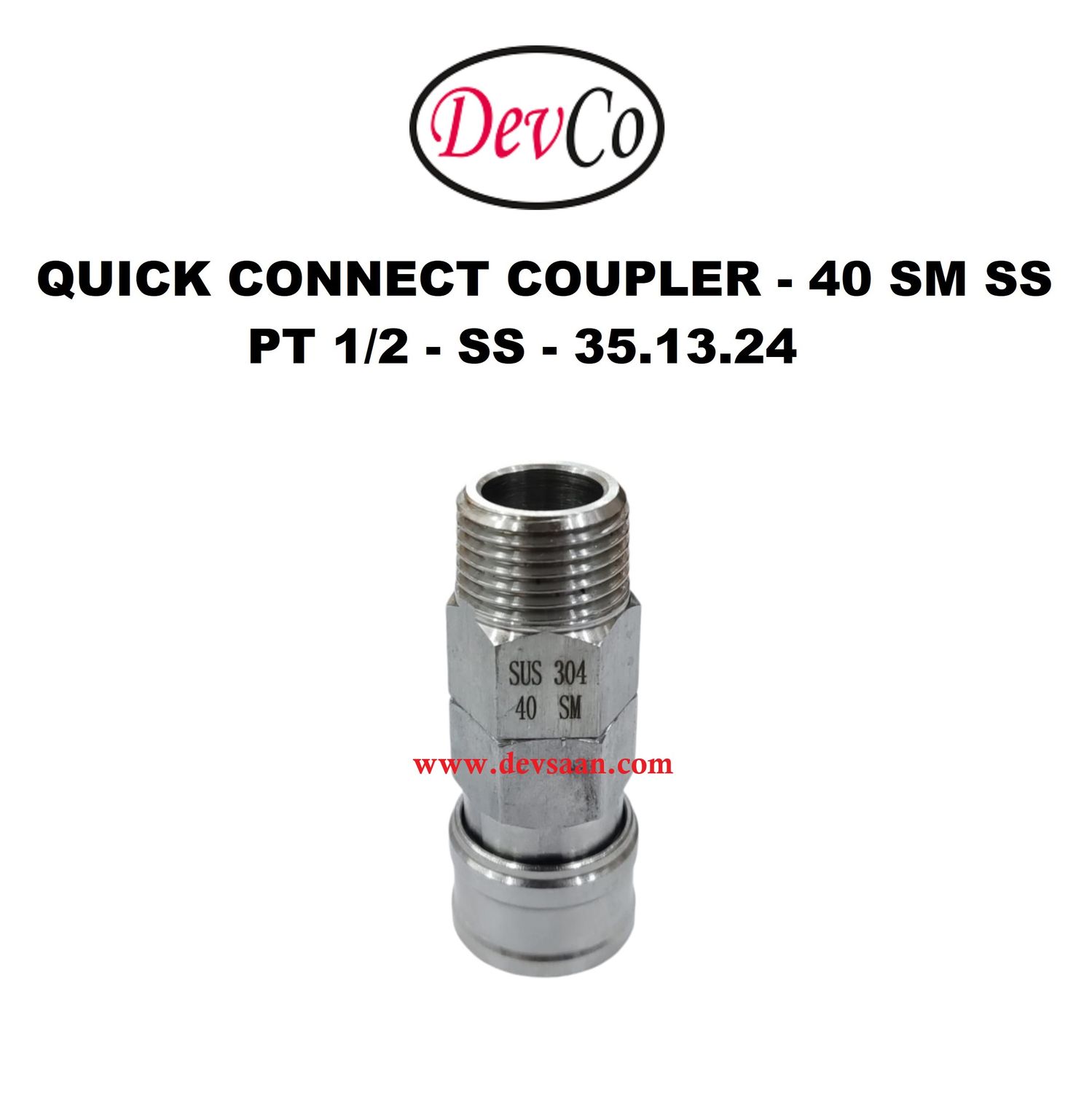 40 SM SS Quick Connect Coupler - PT 1/2