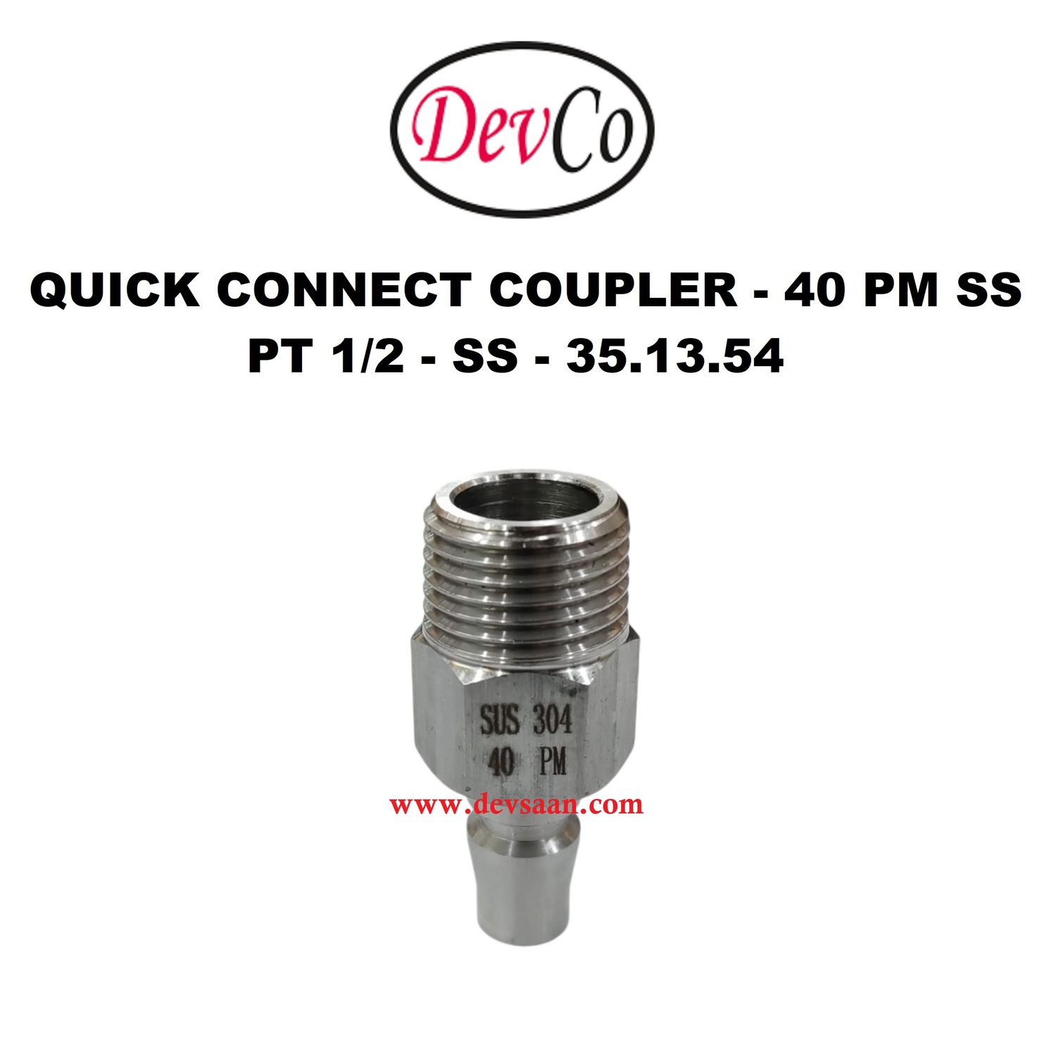 40 PM SS Quick Connect Coupler - PT 1/2