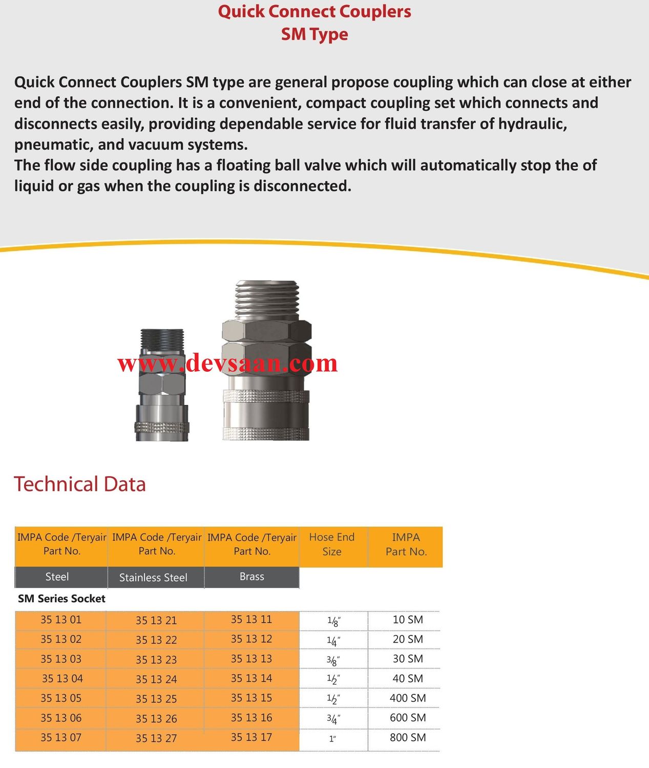 10 SM S Quick Connect Coupler - PT 1/8