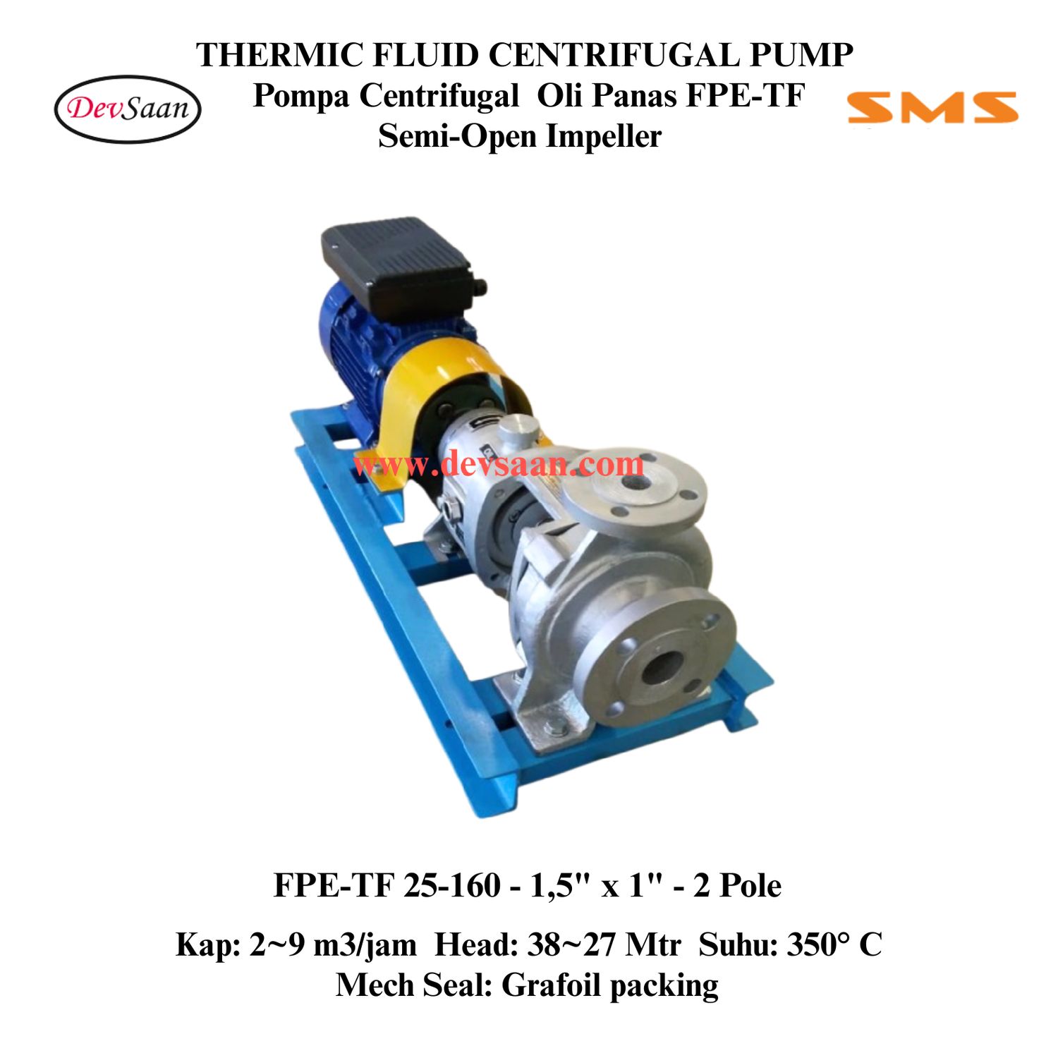 Thermic Fluid Pump FPE-TF 25-160 Pompa Sentrifugal Oli Panas Komplit Set 2pole
